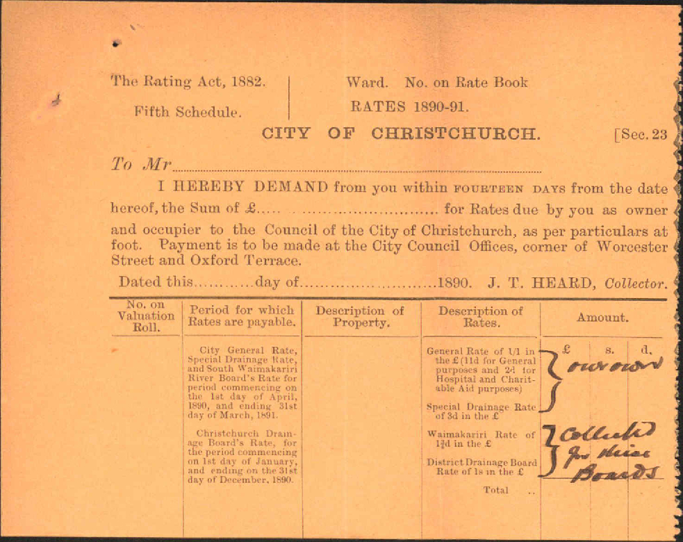Rates - Town Clerk, Christchurch