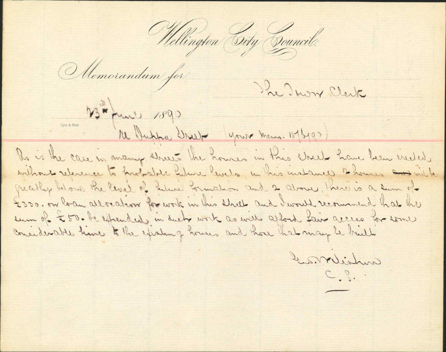 Report on Duppa Street - City Surveyor