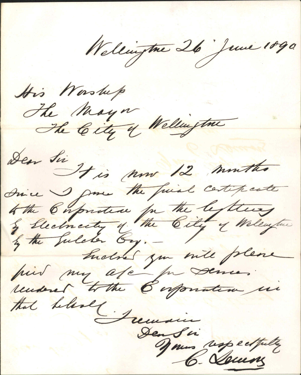 With account for his services in connection with electric lighting - Dr Lemon