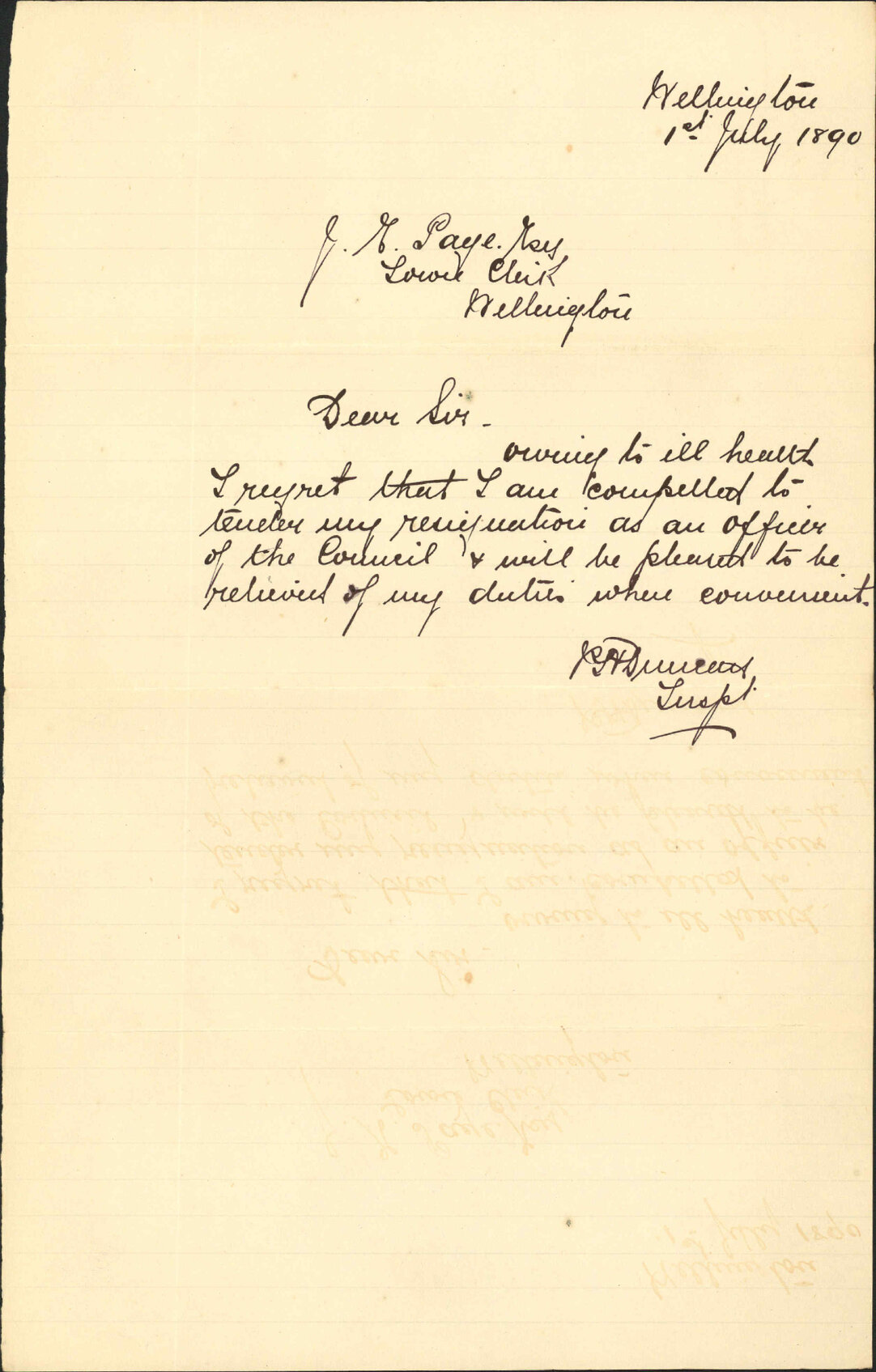 Resigning his appointment - Inspector of Nuisances