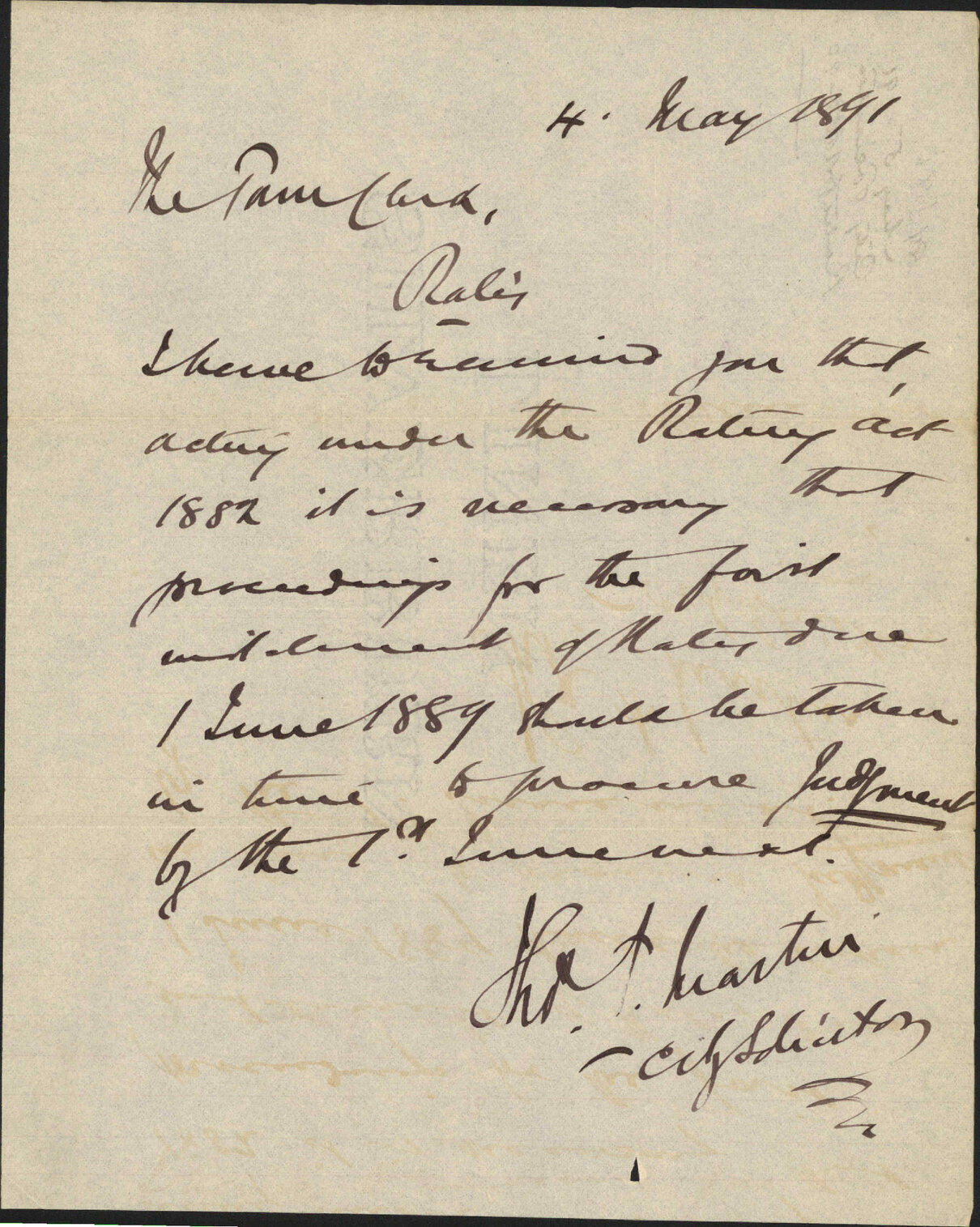 Rates for 1889-90 - City Solicitor