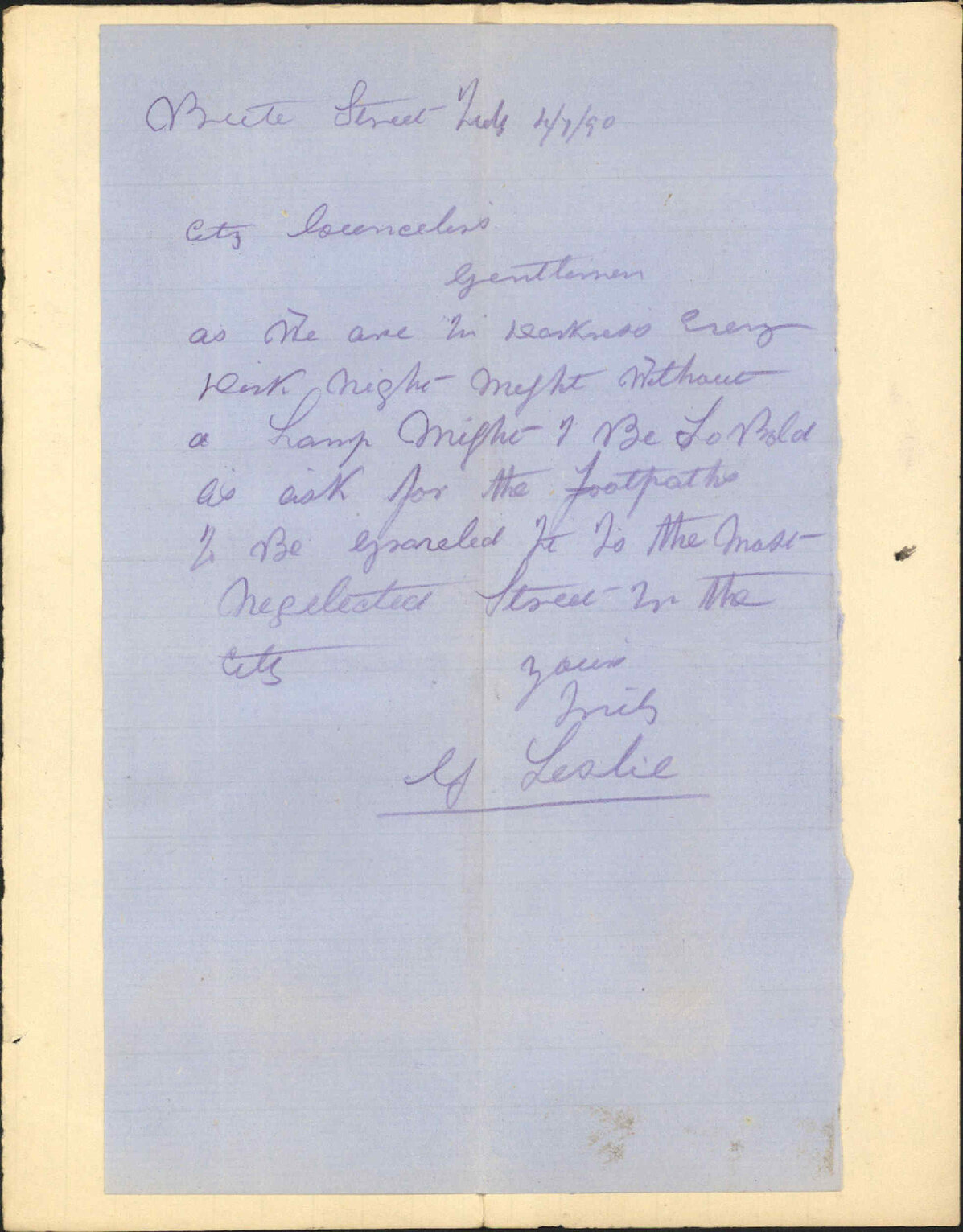 Application for lamp at Bute Street - J Leslie