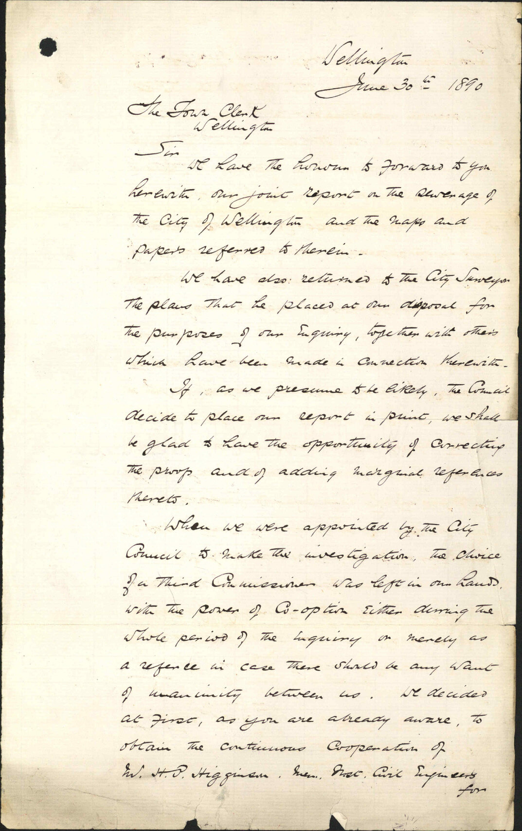 Report regarding drainage of the city - Edwin Cuthbert