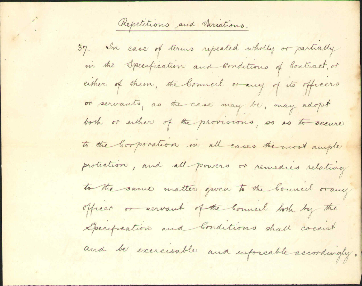 Conditions of contract - City Solicitor