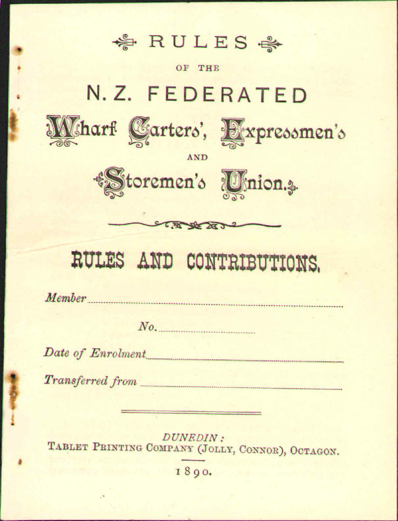 New set of rules - Wharfcarters' and Expressmen's' Union