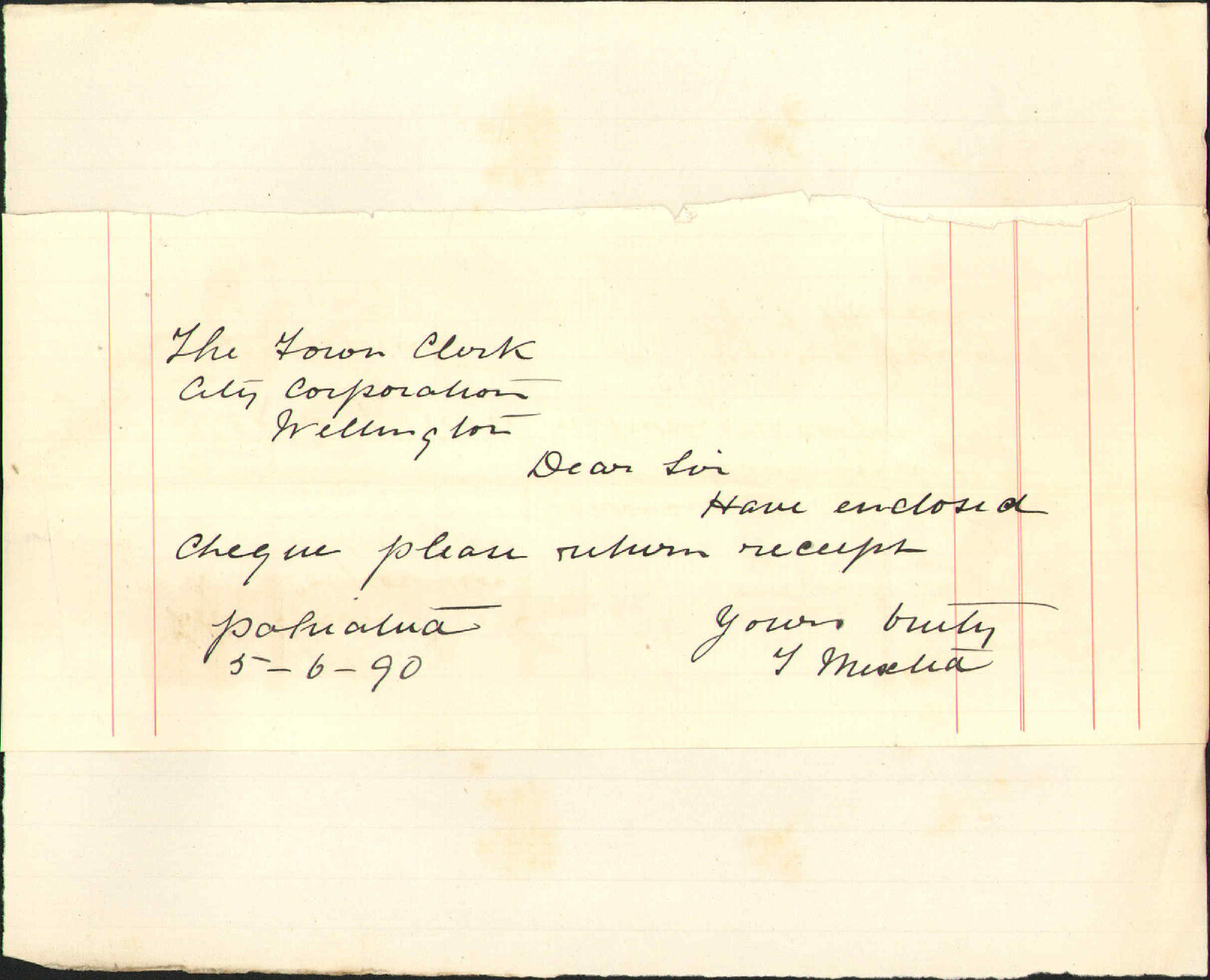 With cheque for rent - Thomas Mexted, Pahiatua