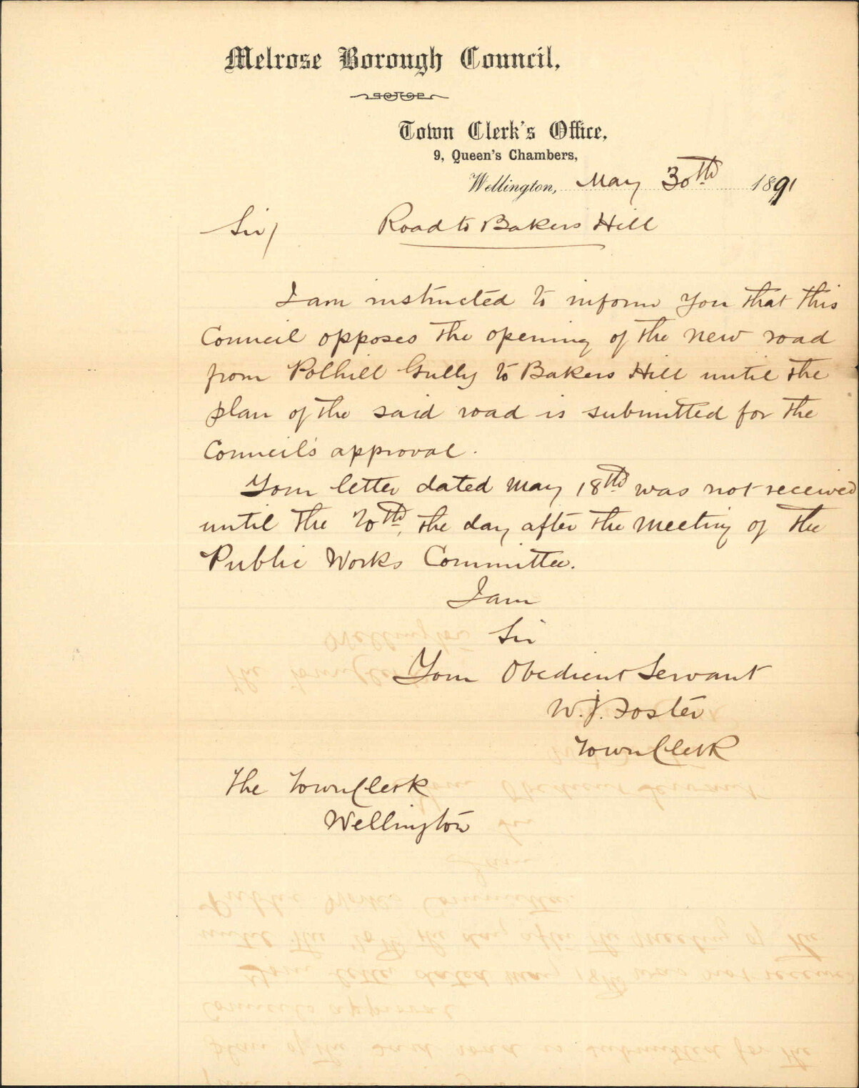Cemetery Road - Town Clerk, Melrose