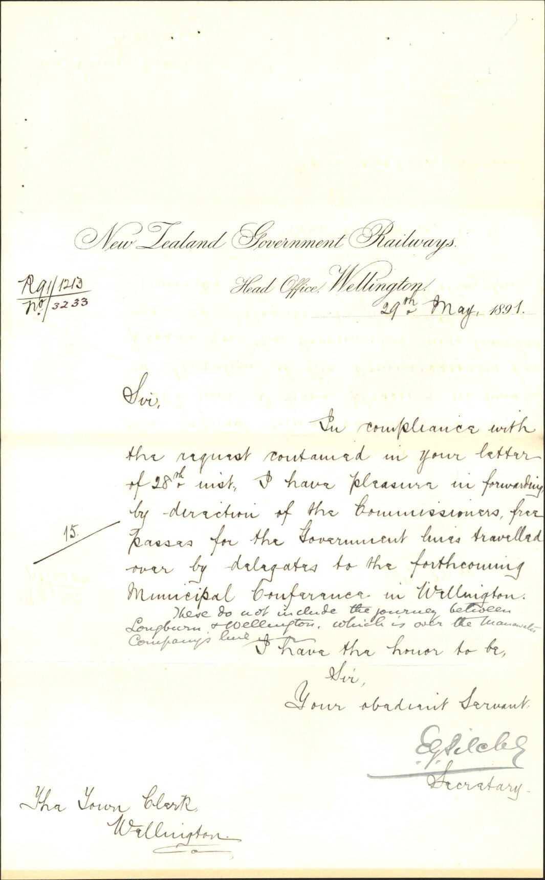 Passes for Municipal delegates - Railway Commissioners