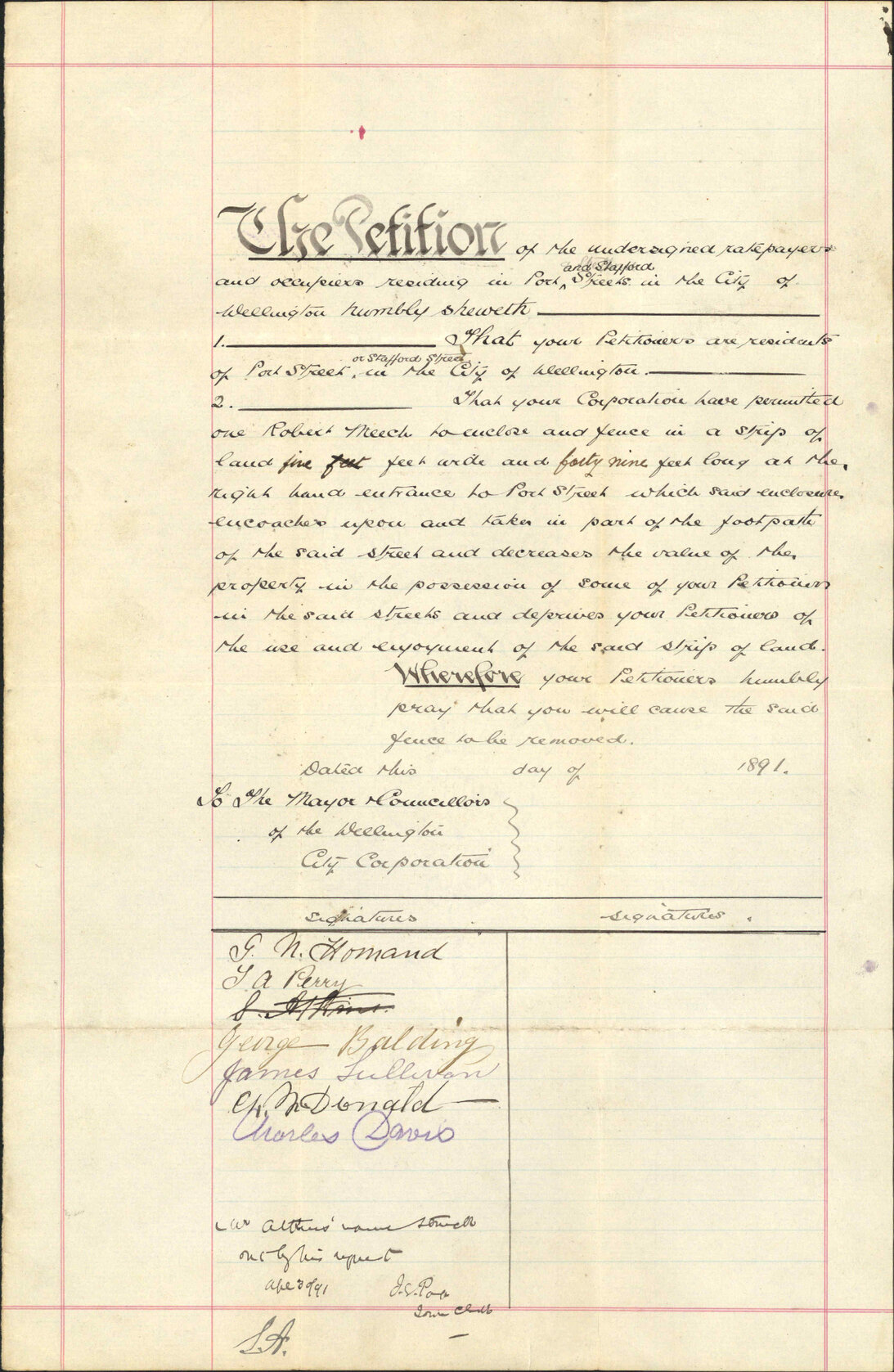 Petition regarding Port Street - G N Howard and others