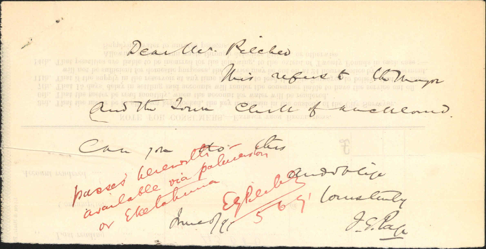 Railway passes - Town Clerk, Auckland