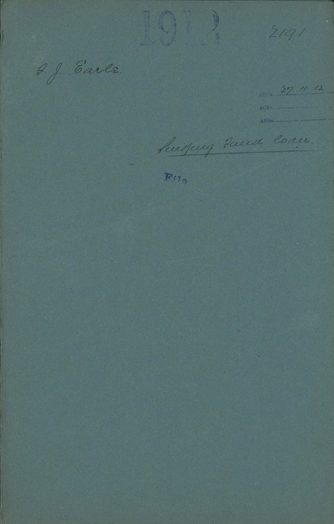 Sinking Fund loan - F J Earle