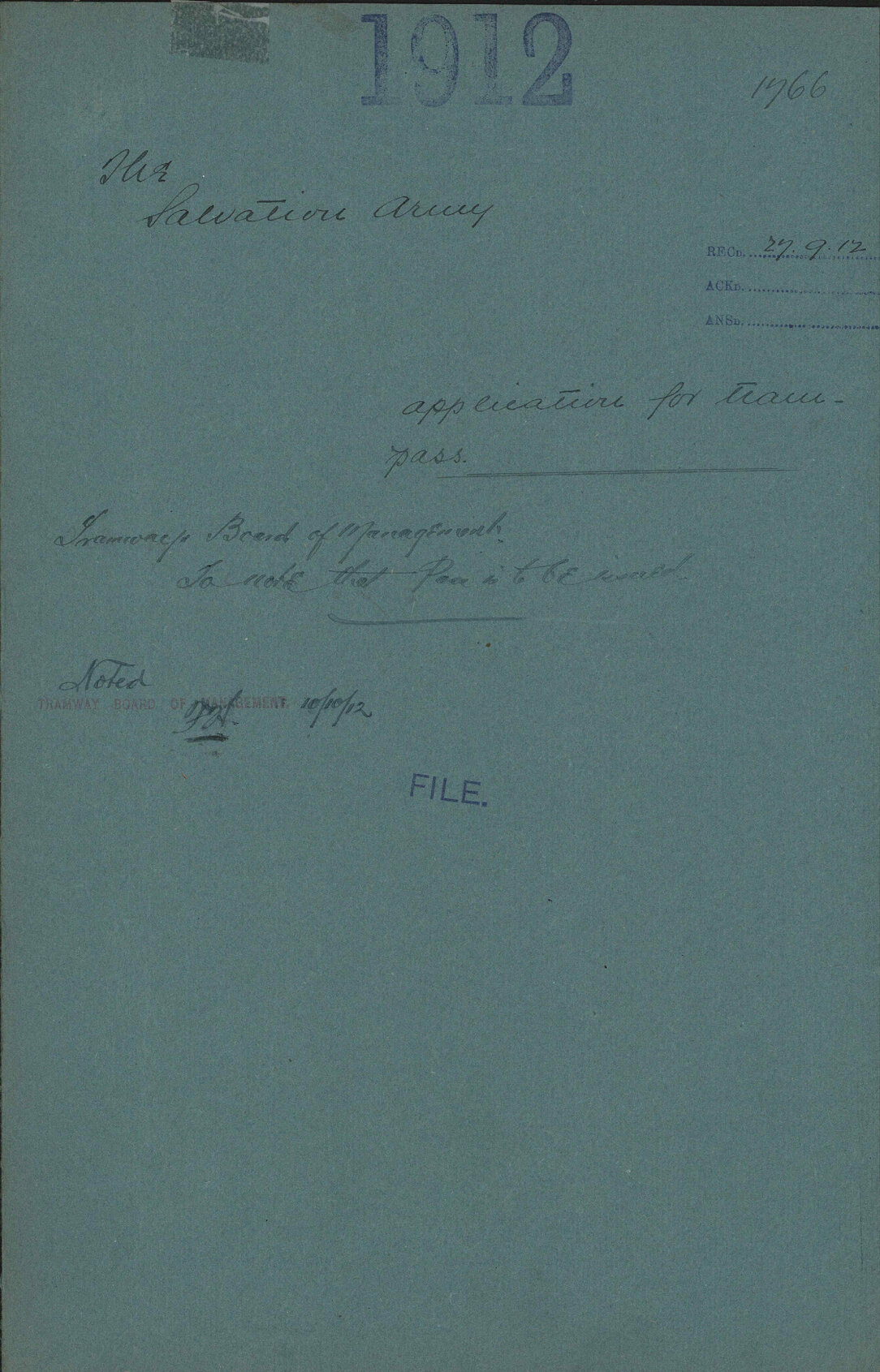 Application for tram pass - The Salvation Army
