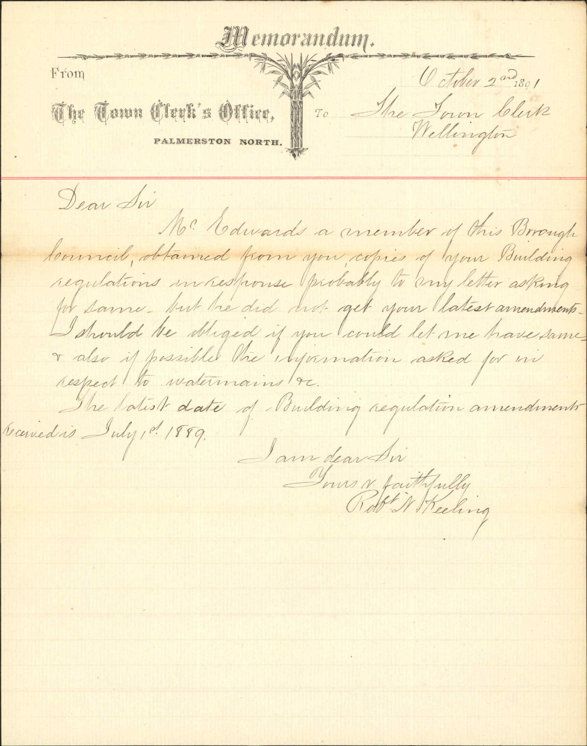 Further regarding bylaws etcetera - Town Clerk, Palmerston North