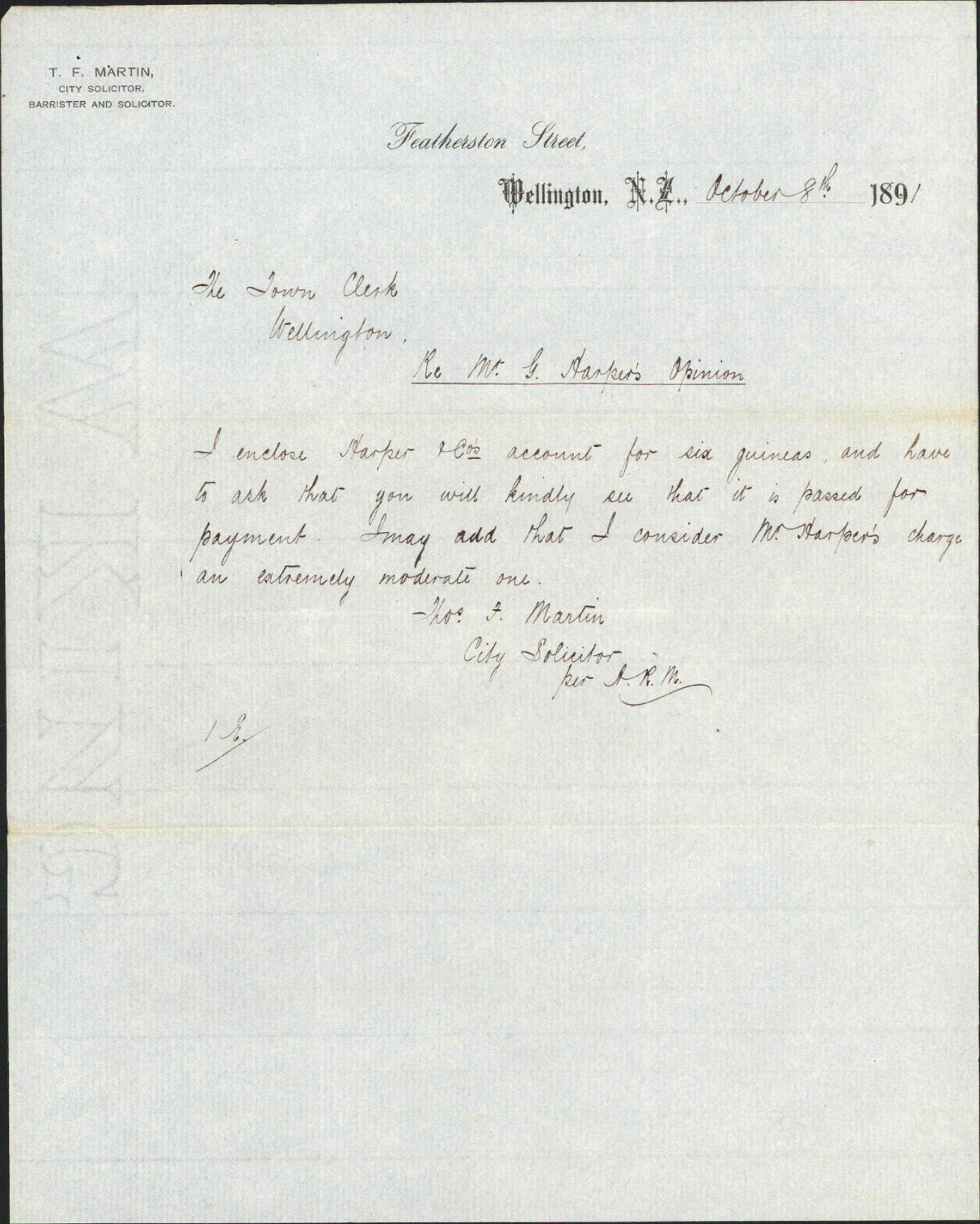 Harper and Company's account - City Solicitor