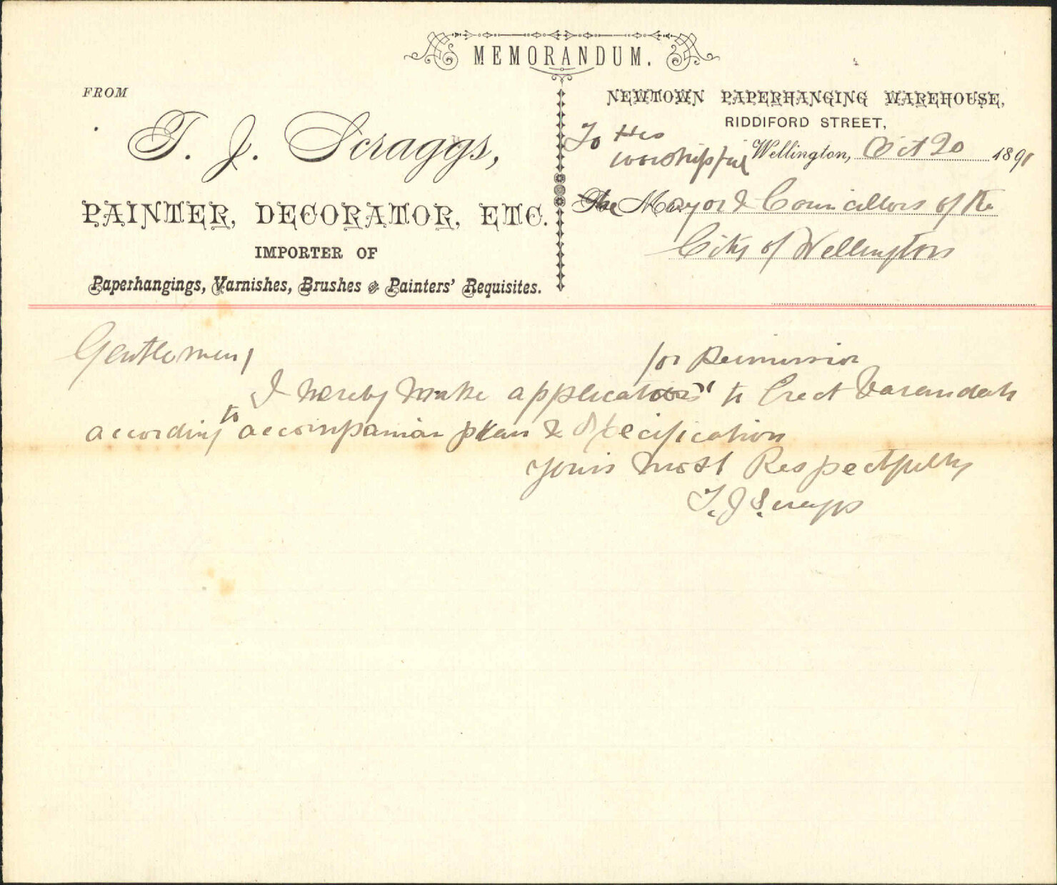 Application for verandah - T J Scaggs