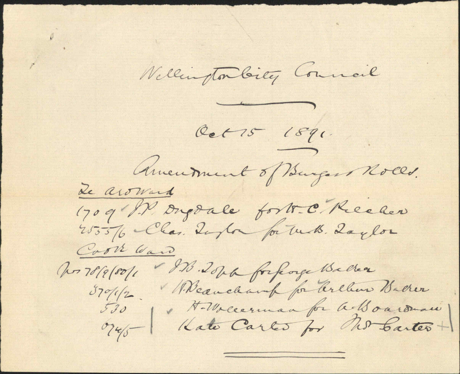 Asking to be placed on the Burgess Roll - J Dugdale