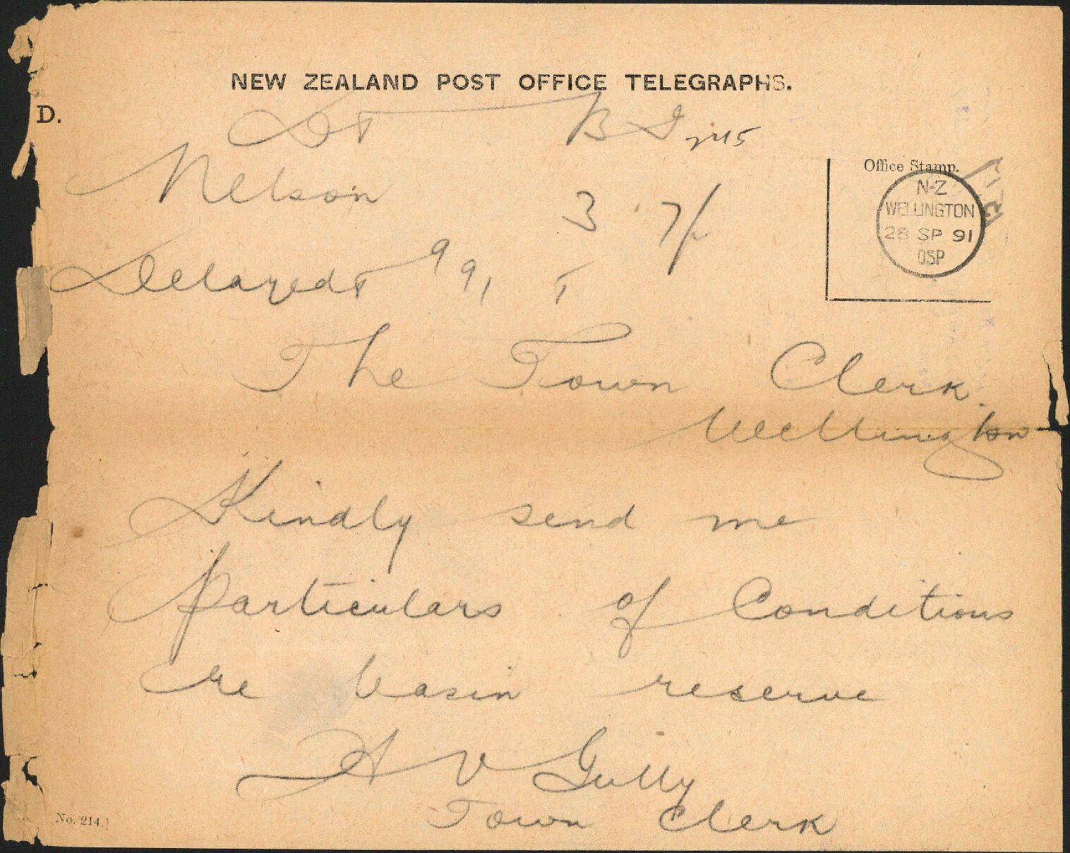 Enquiry regarding Basin Reserve - Town Clerk, Nelson