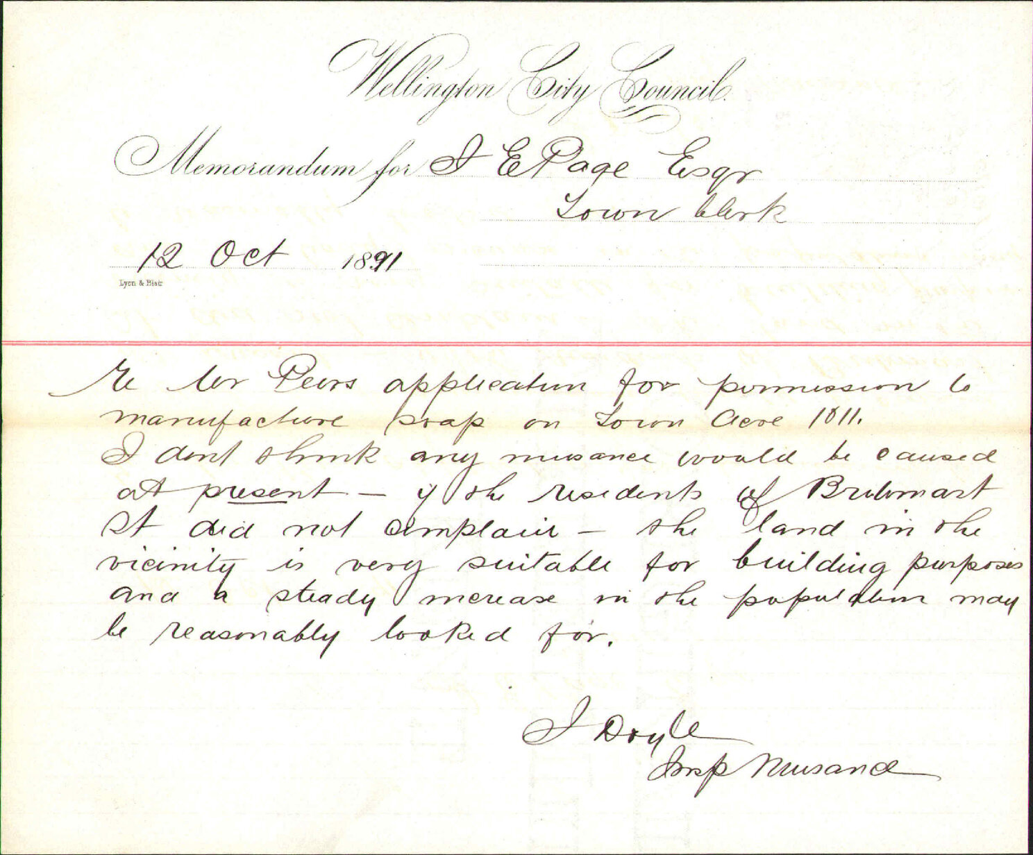 T C Peers' application (91/1573) - Inspector on Nuisances