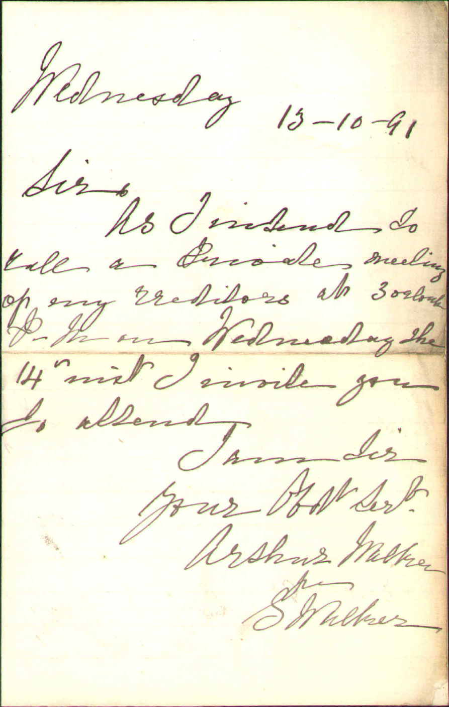 Meeting of his creditors - Arthur Walker