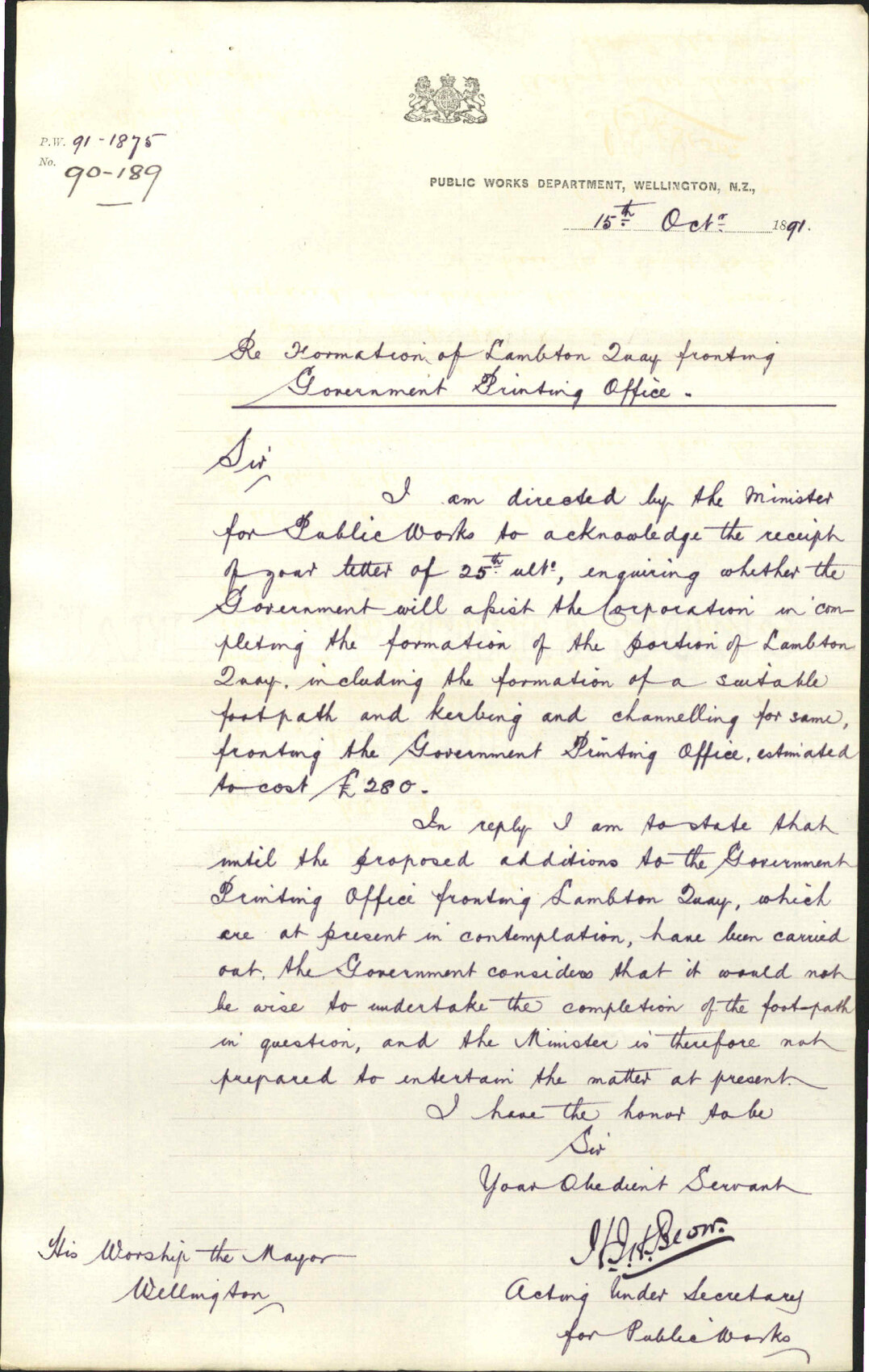 Lambton Quay, Government Printing Office - Public Works Department