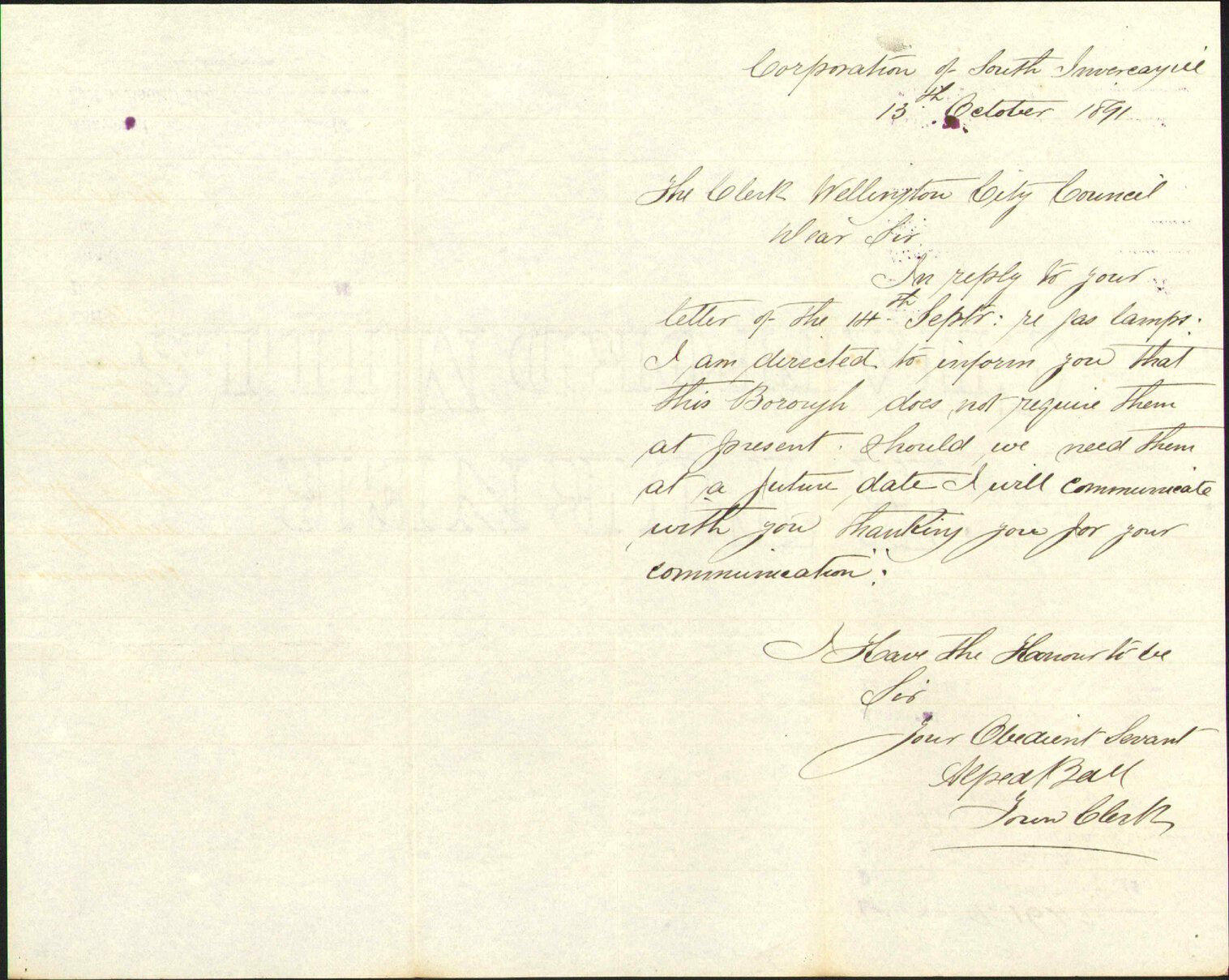 Lamp posts - Town Clerk, South Invercargill