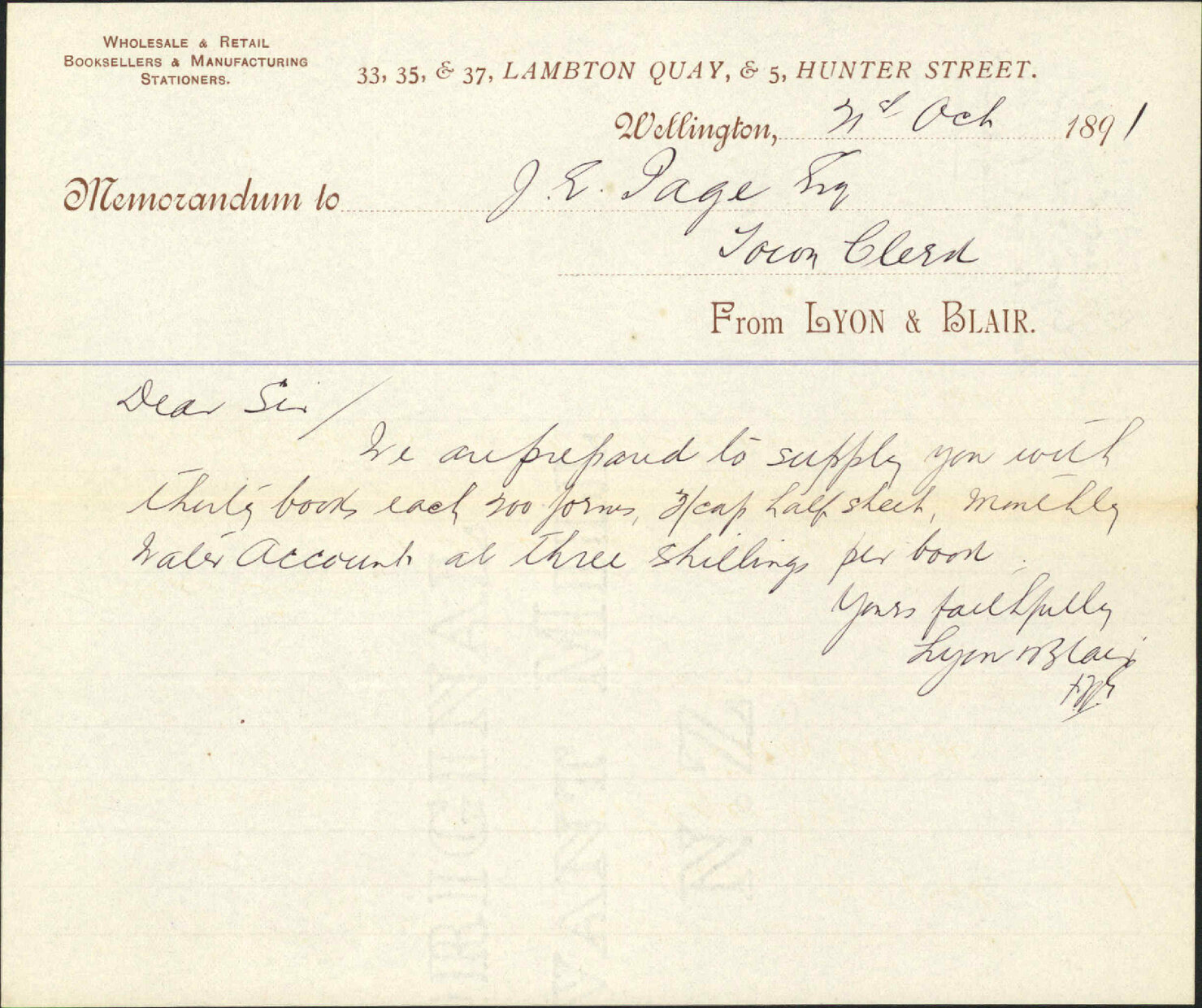 Books for water accounts - Lyon and Blair