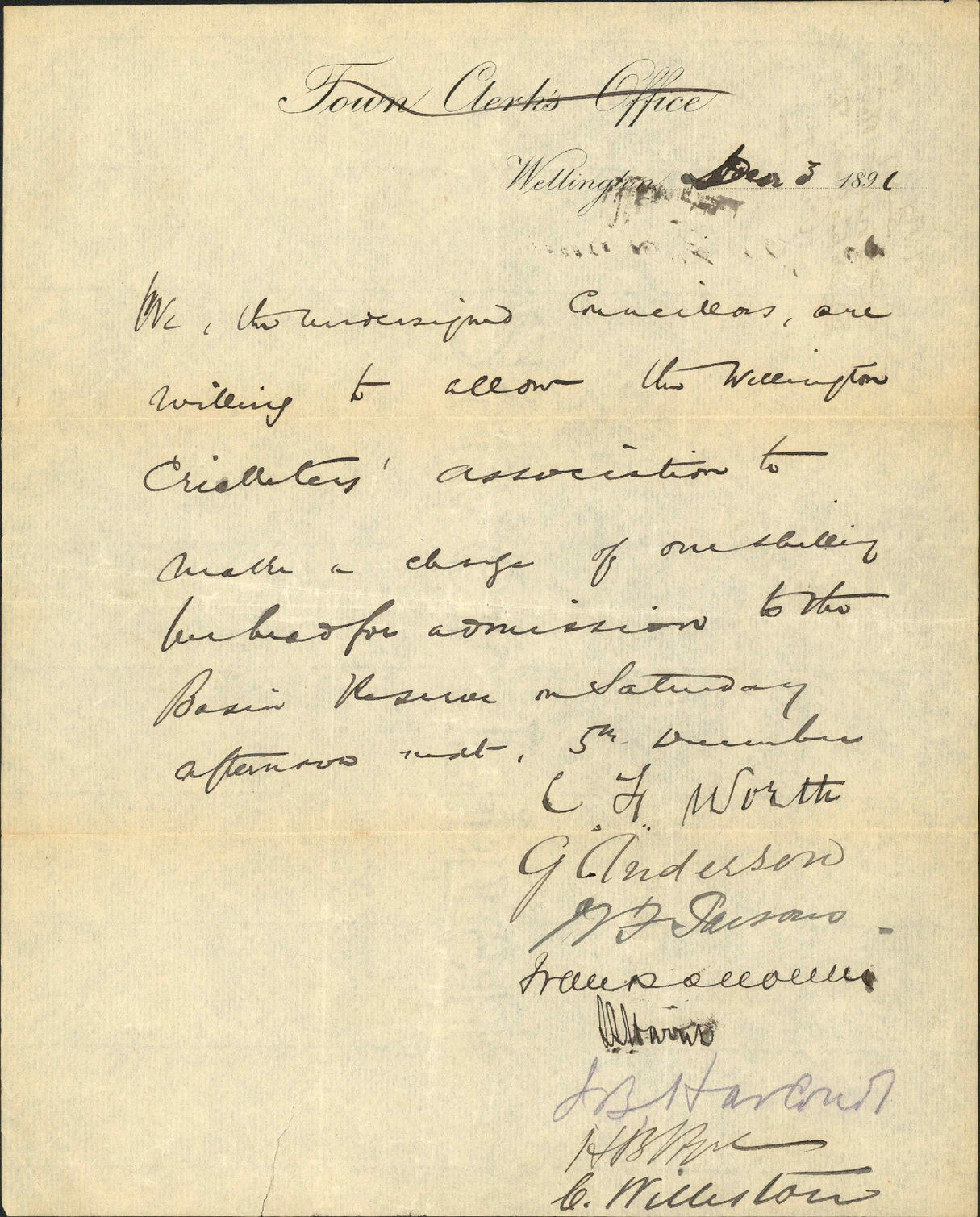 Cricketers Association and Basin Reserve - Councillor Worth and others