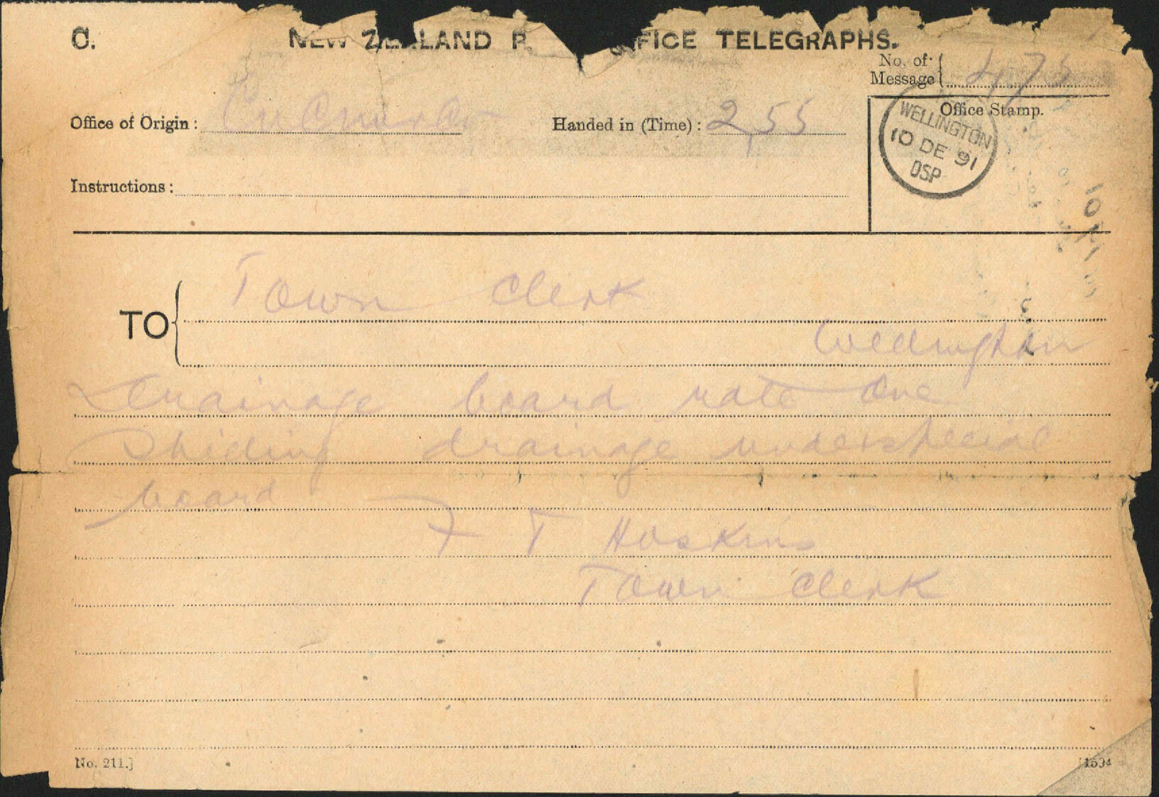 Drainage rate - Town Clerk, Christchurch