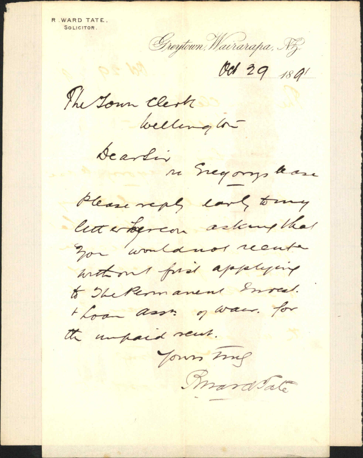Further regarding Gregory's mortgages - R Ward Tate, Greytown