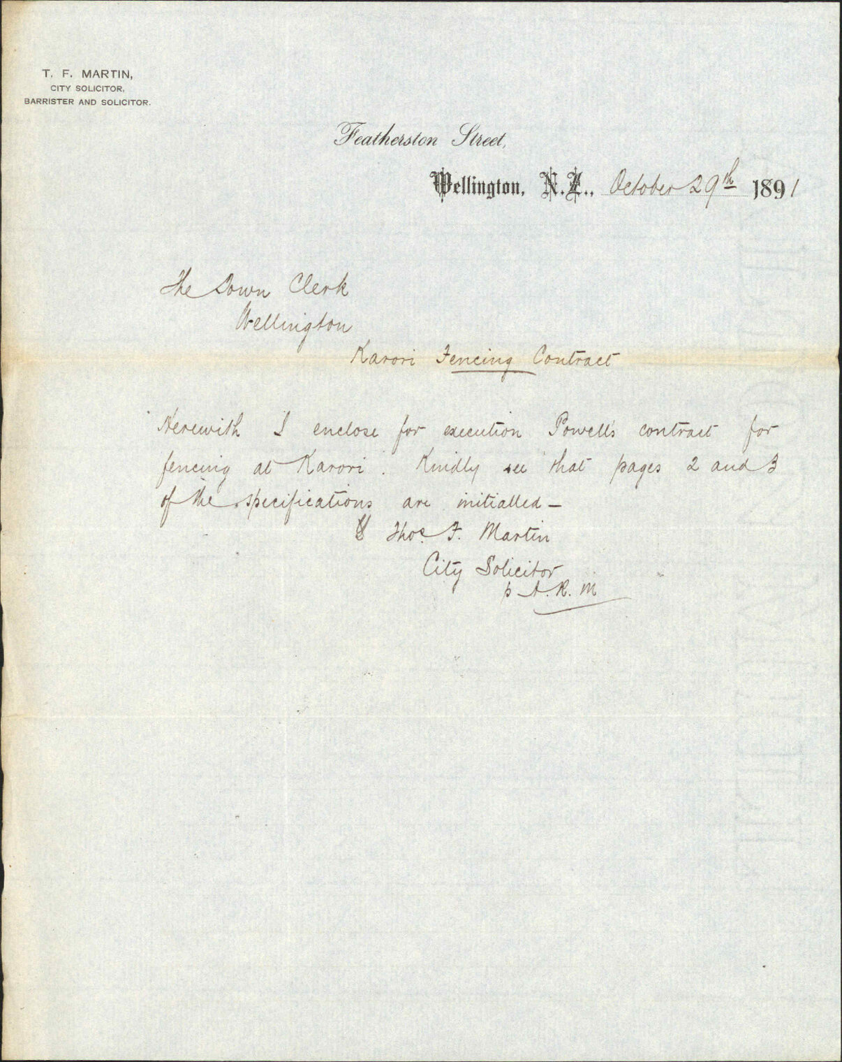 Powell's fencing contract - City Solicitor