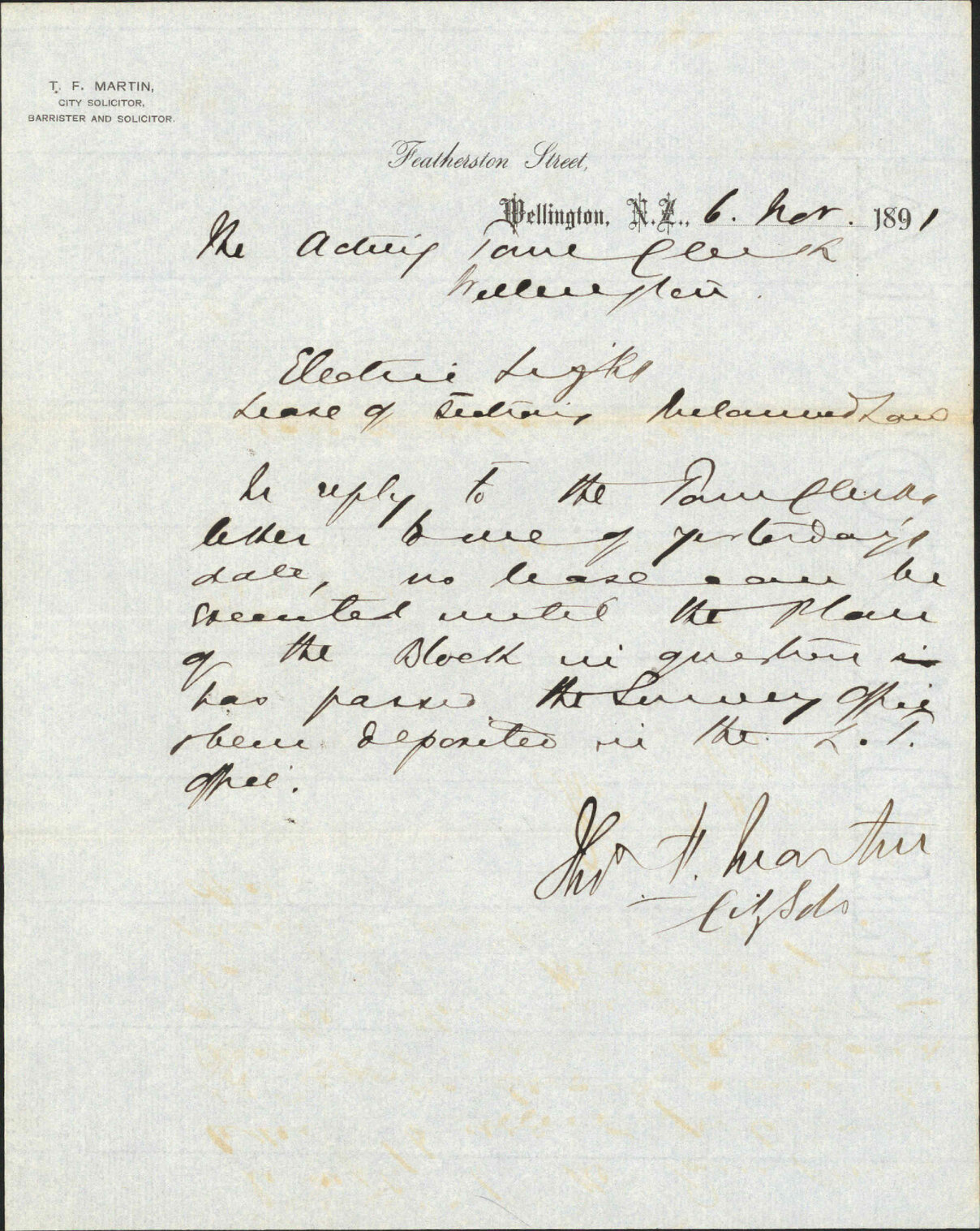 Gulcher Company's section of land - City Solicitor