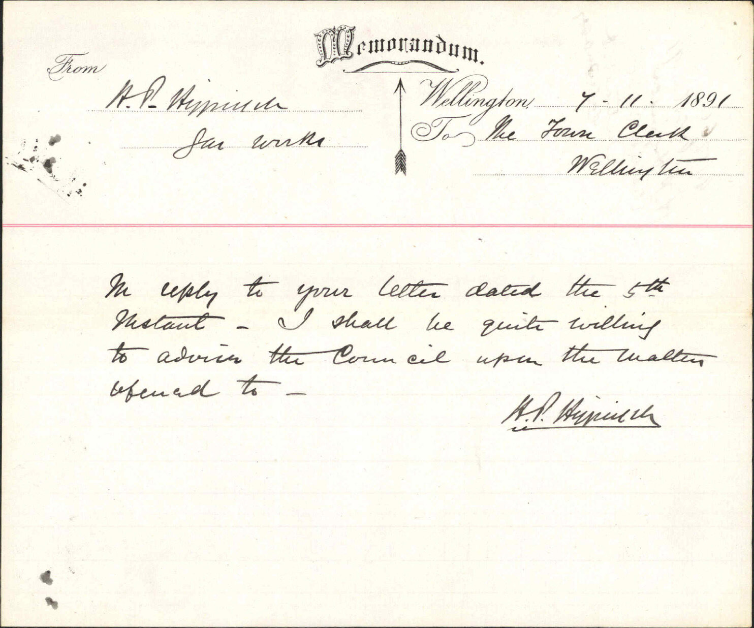 Electric light contract and water supply - H P Higginson