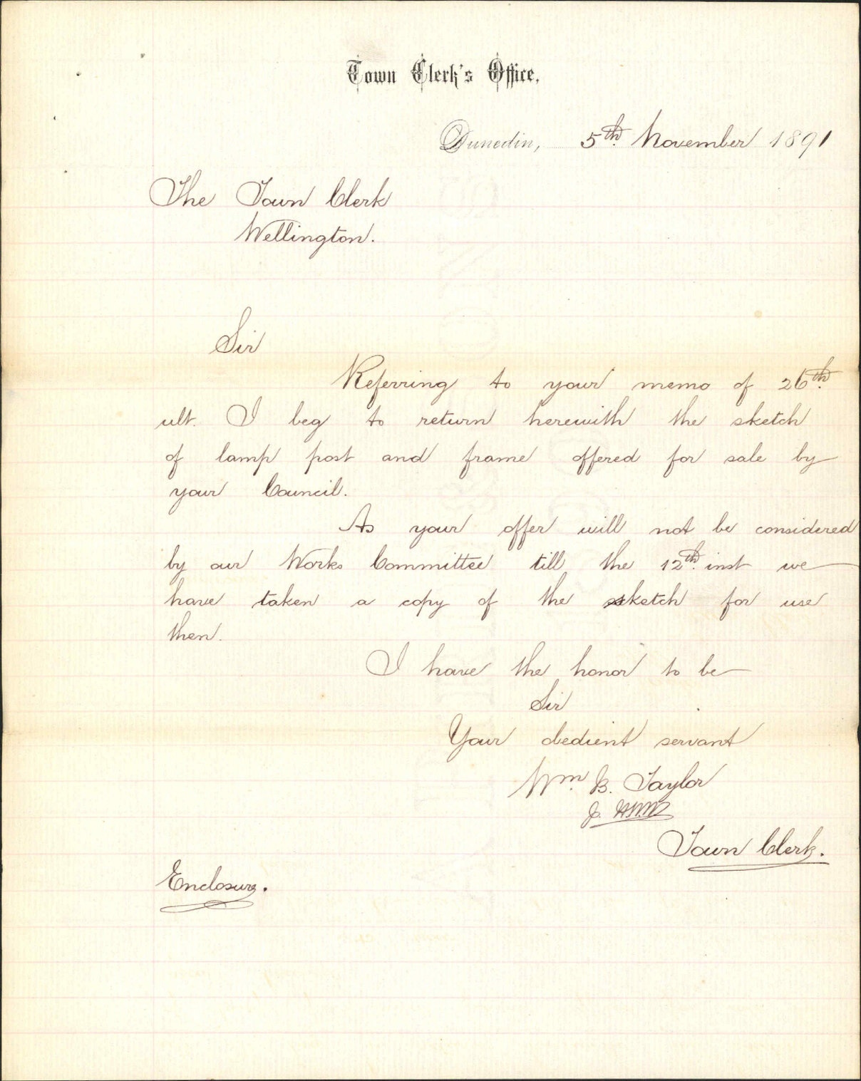 Lamp posts - Town Clerk, Dunedin
