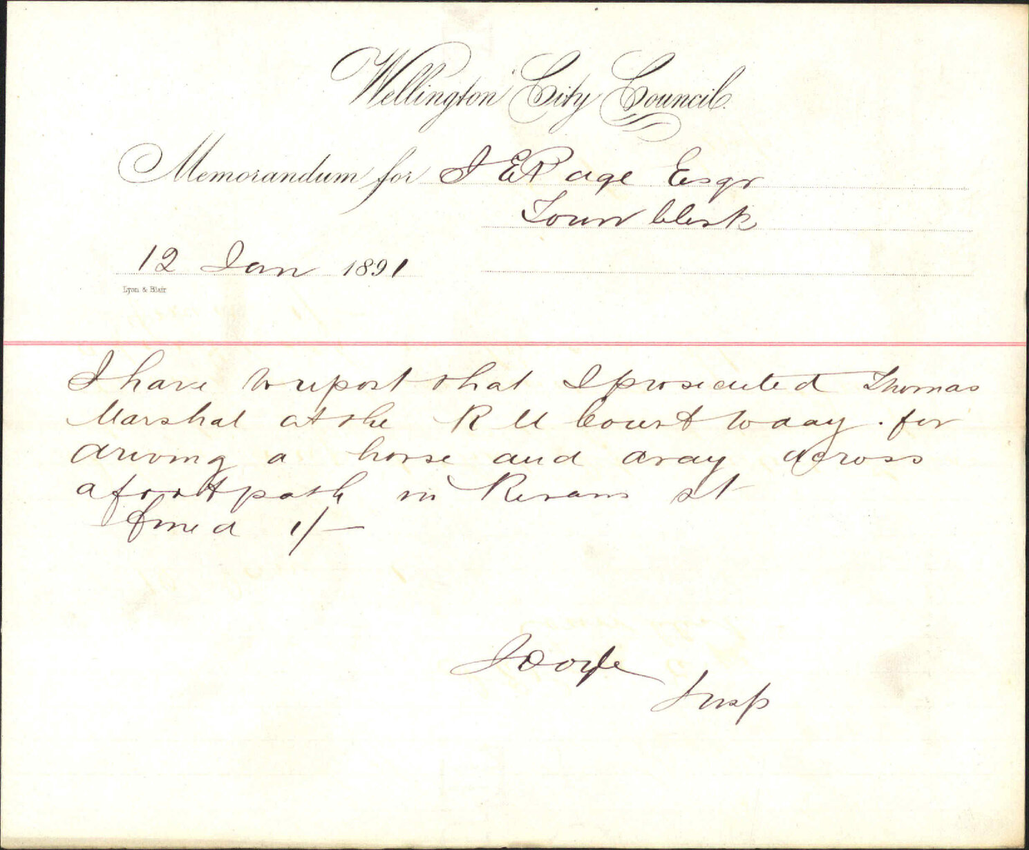 Reporting a prosecution - Inspector of Nuisances