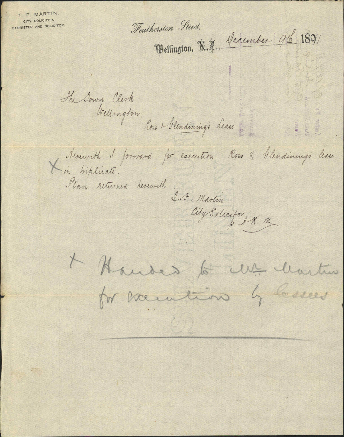 Ross &amp; Glendining's lease - City Solicitor
