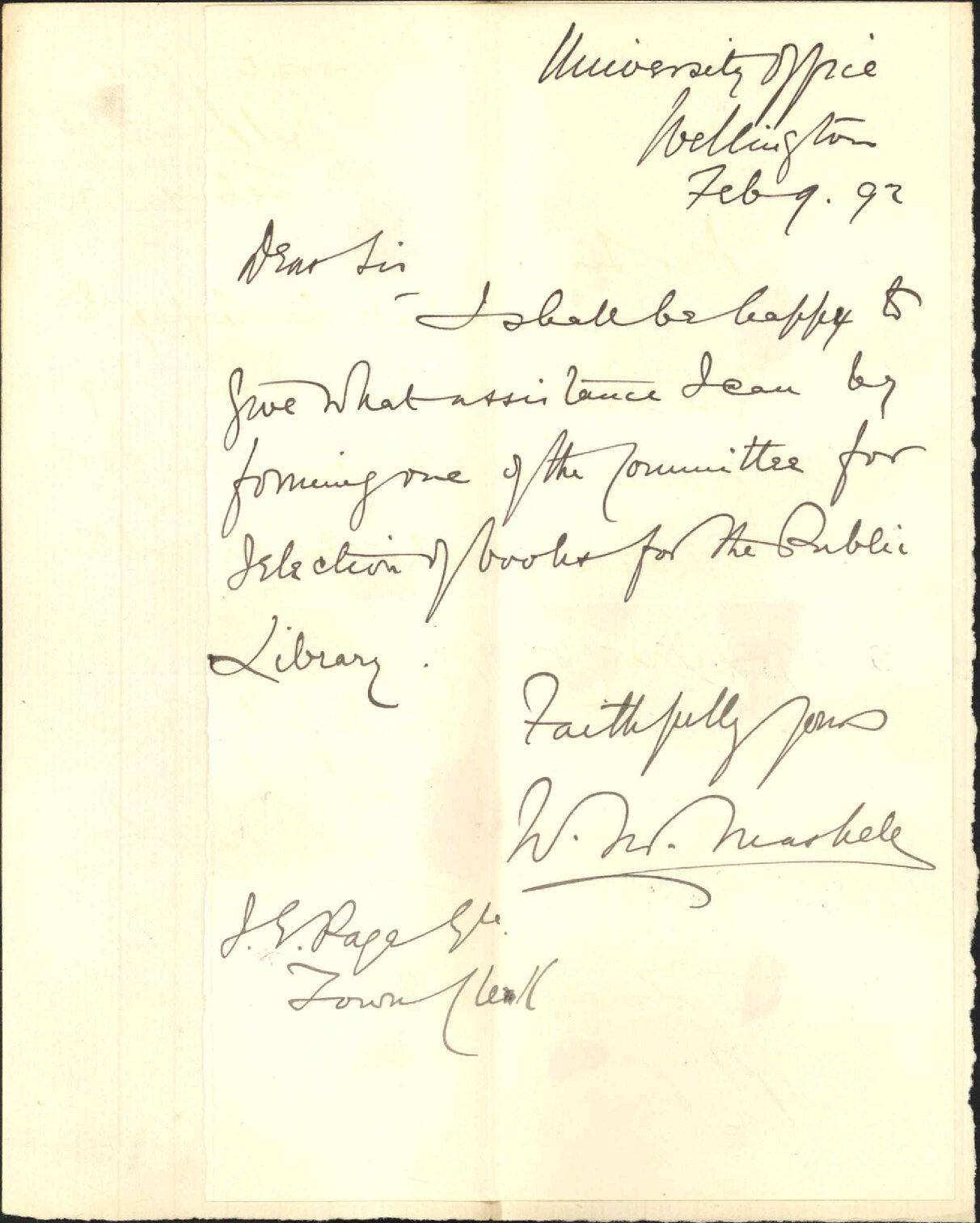 Selection of books for Library - W M Maskell