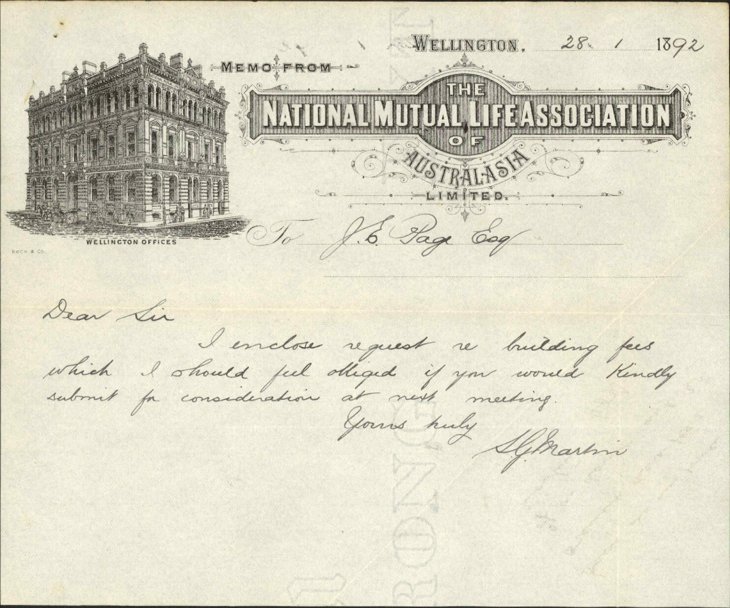 Building fees - Wellington Boys' Institute