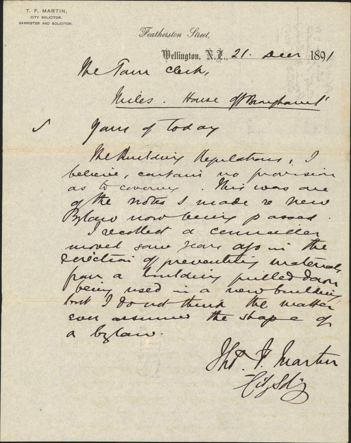 House off Brougham Street - City Solicitor
