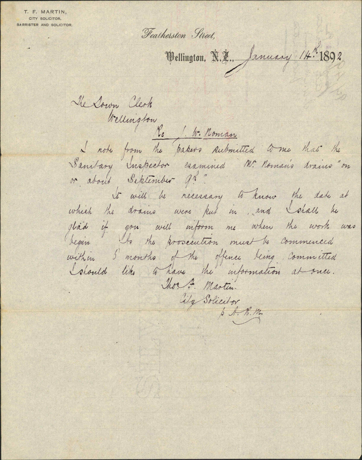 J W Noman's prosecution - City Solicitor