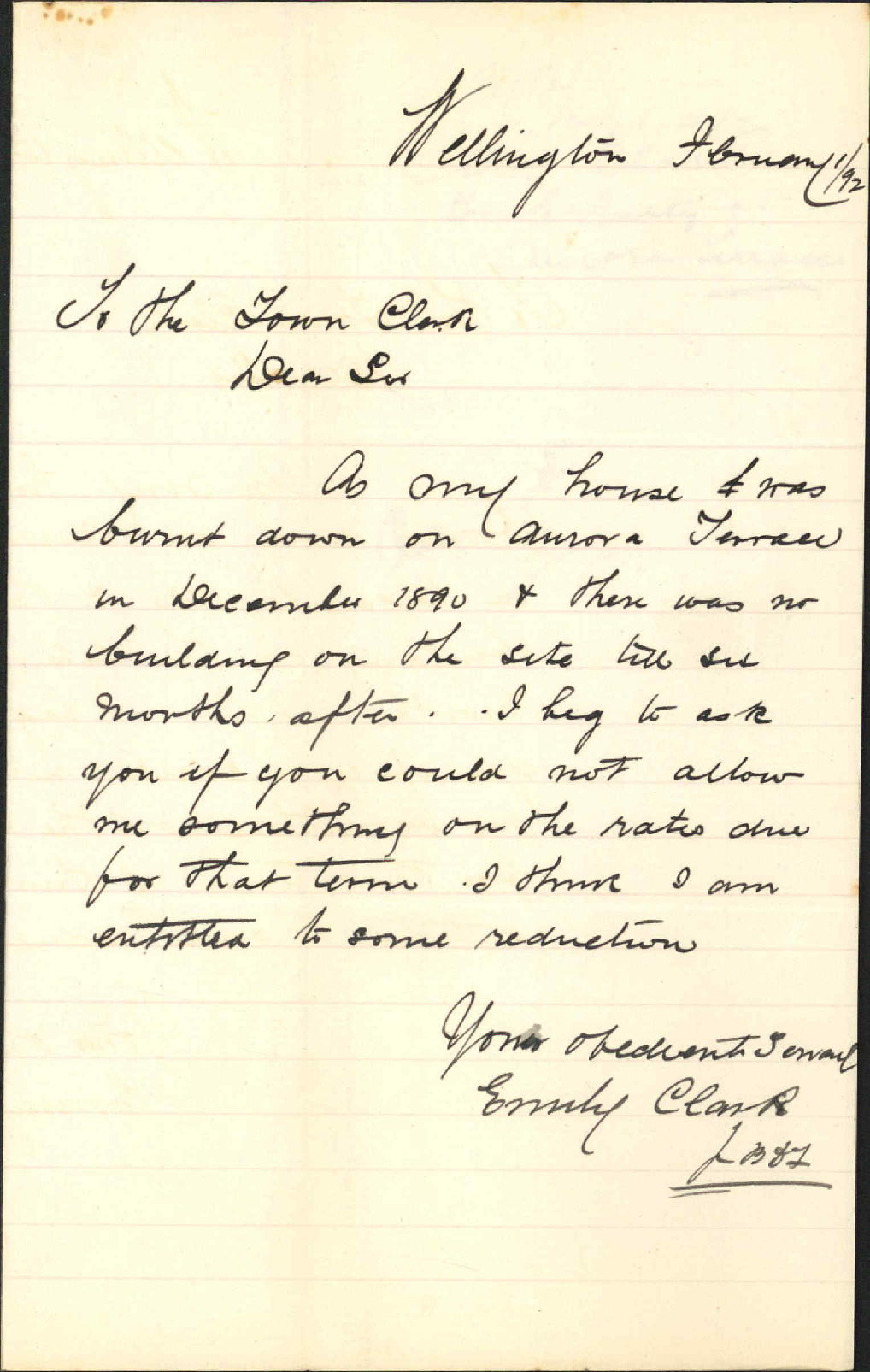 Her property at Aurora Terrace - Mrs Clark