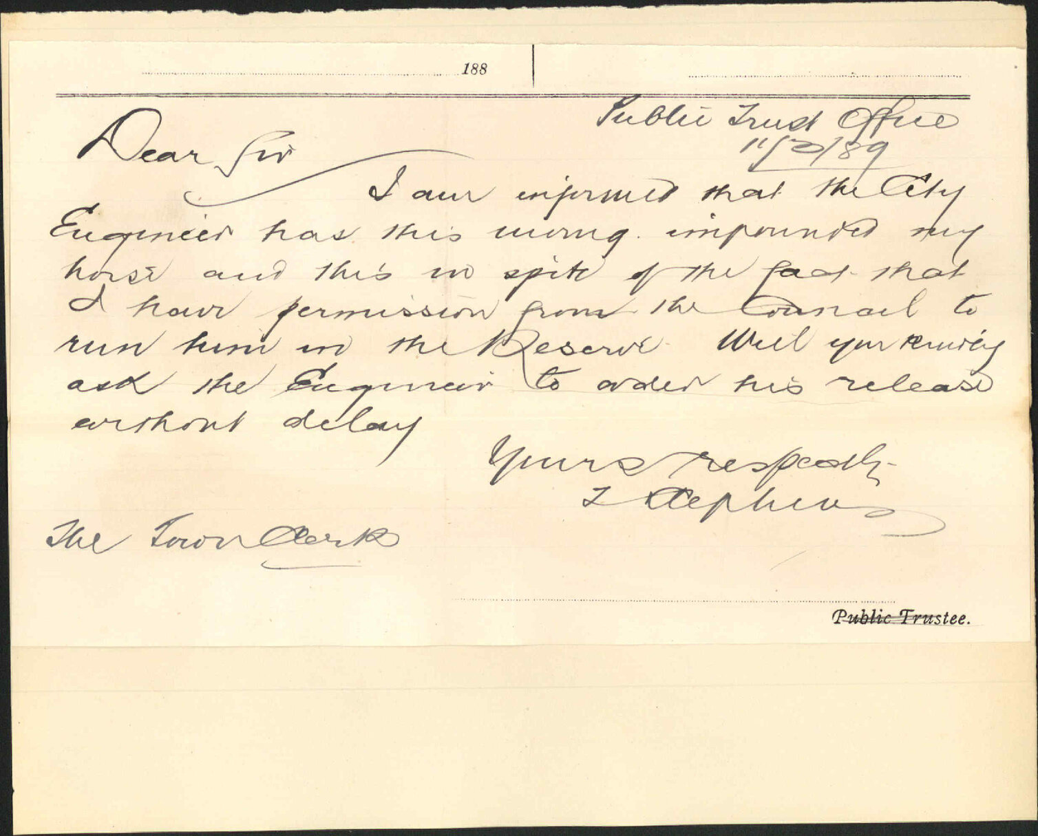 Horse impounded - Thomas Stephens