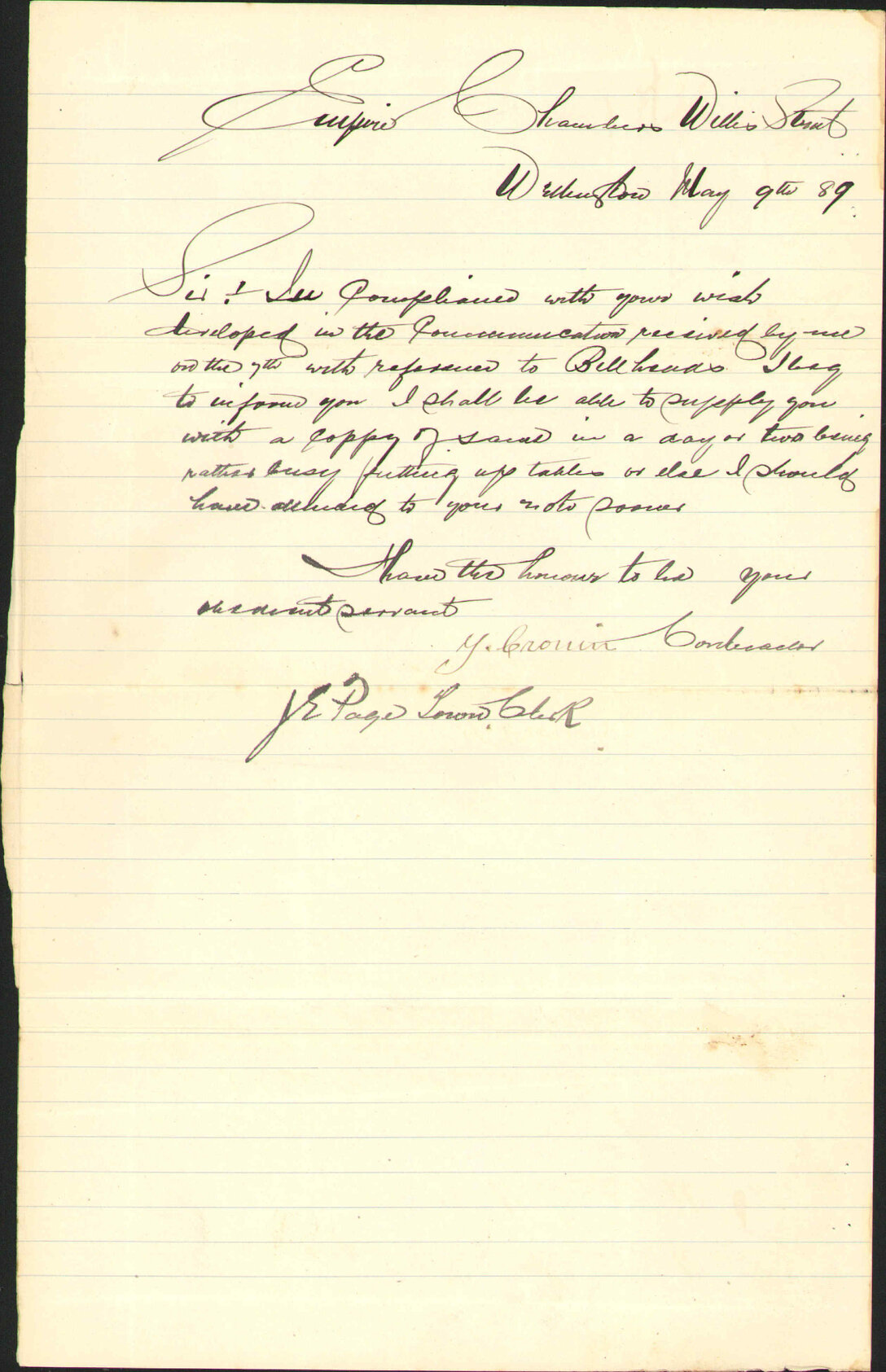 Billheads for night soil contract - J Cronin