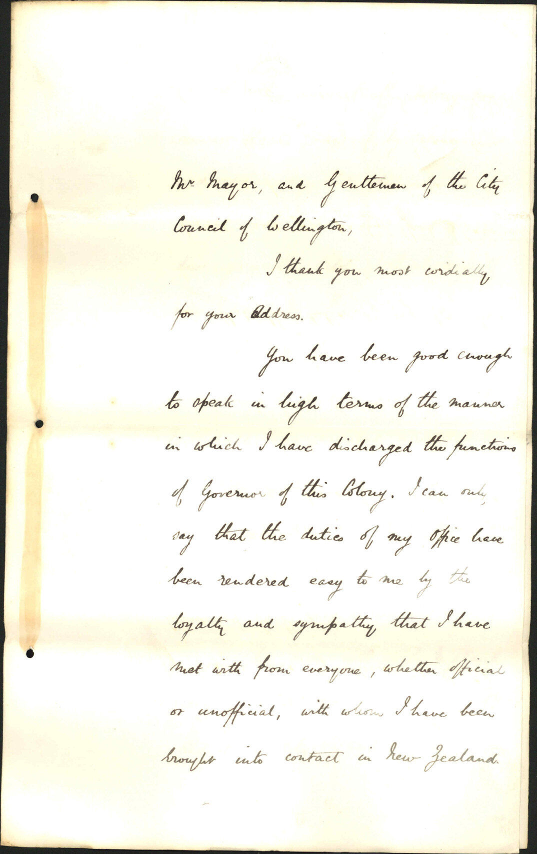 Reply to address of the citizens - The Governor