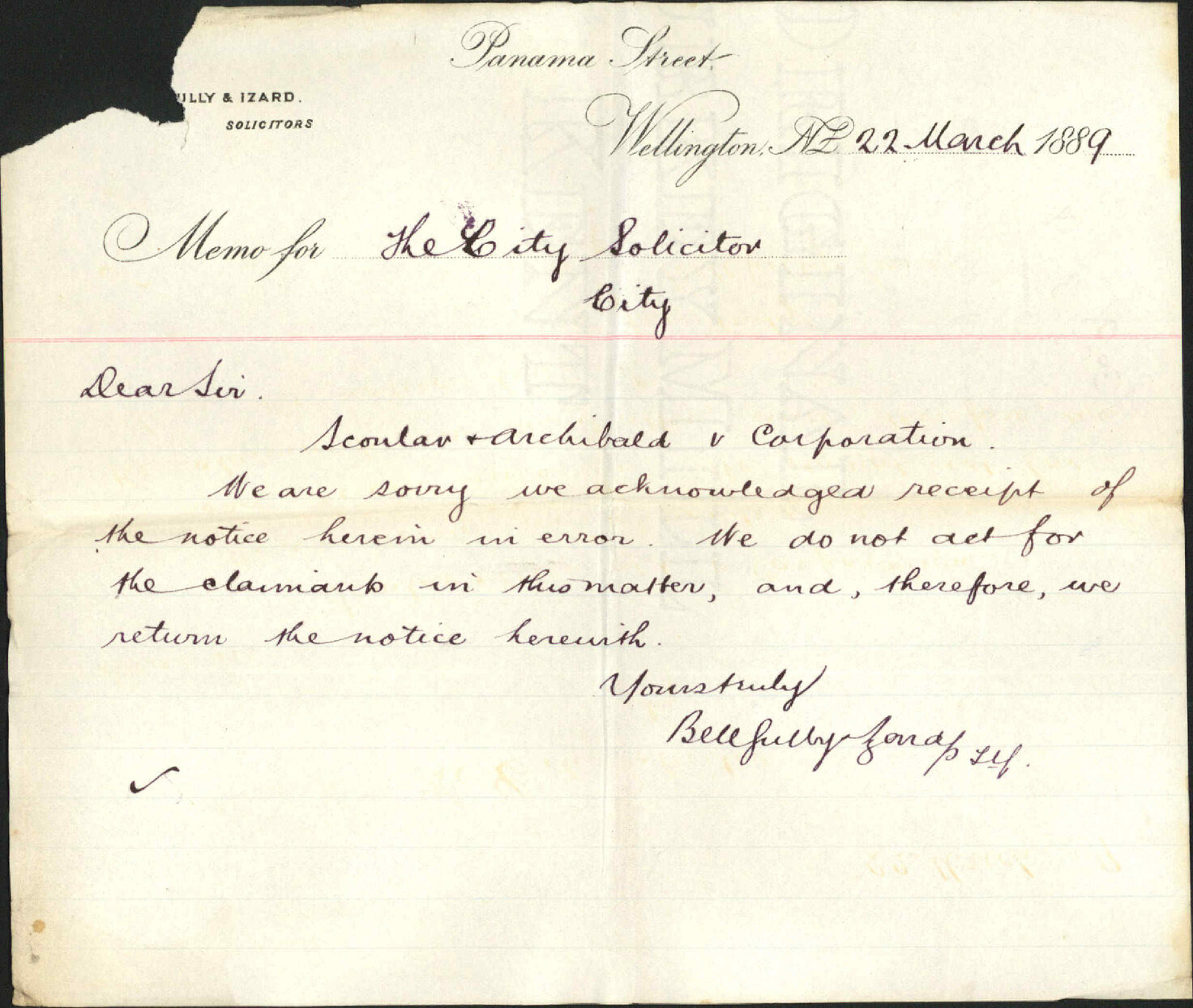 Scoular and Archibold versus Corporation