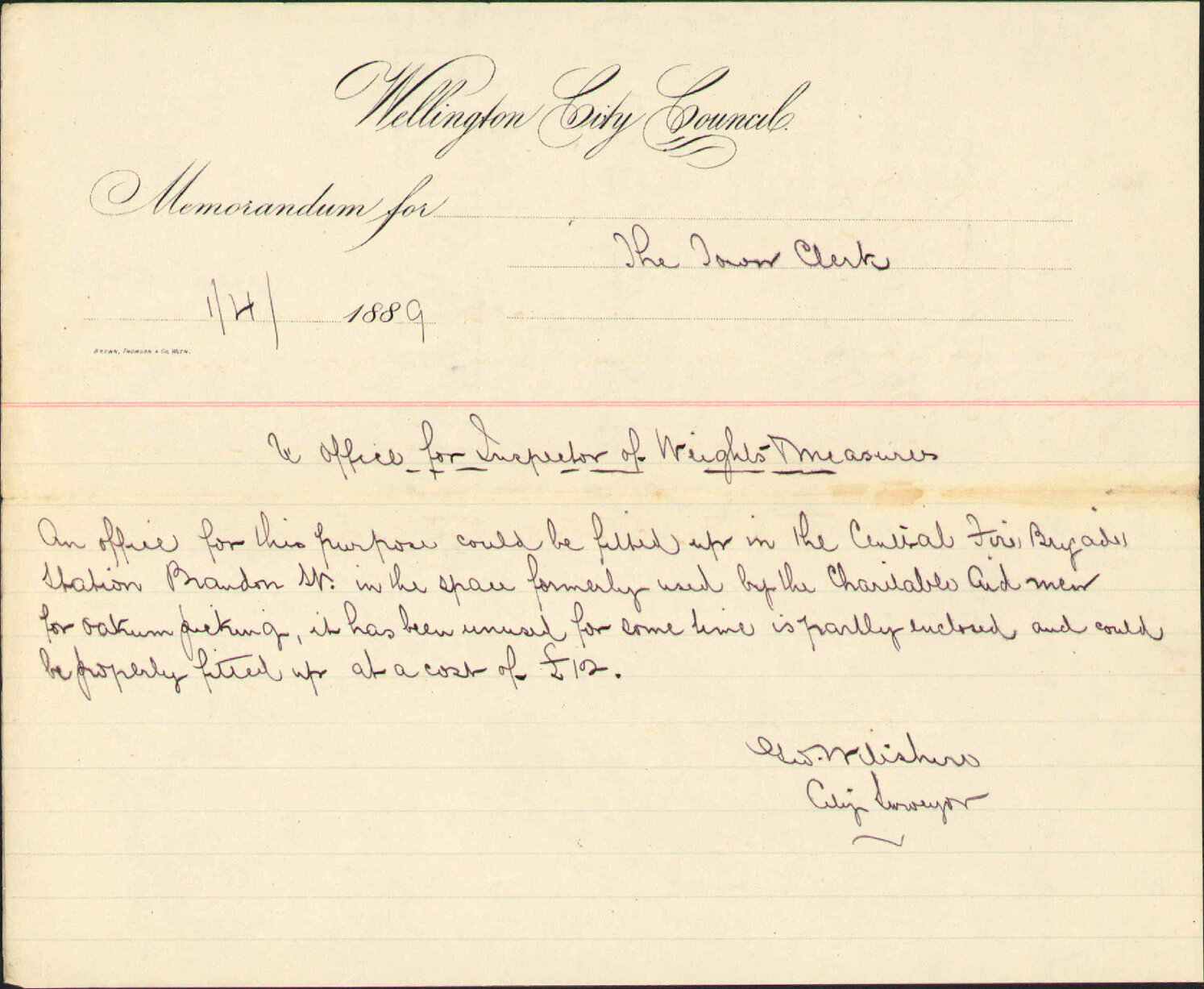 Office for inspector of weights and measures - City Surveyor