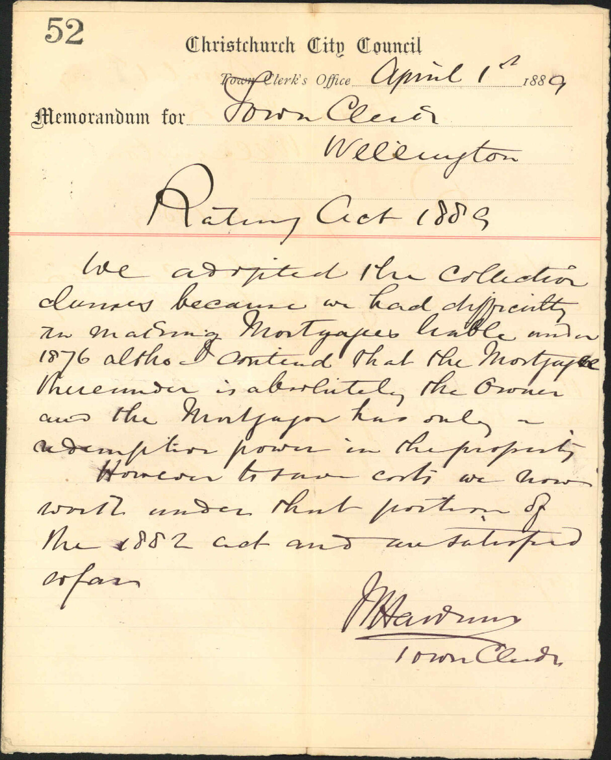 Rating Act 1882 - Town Clerk Christchurch