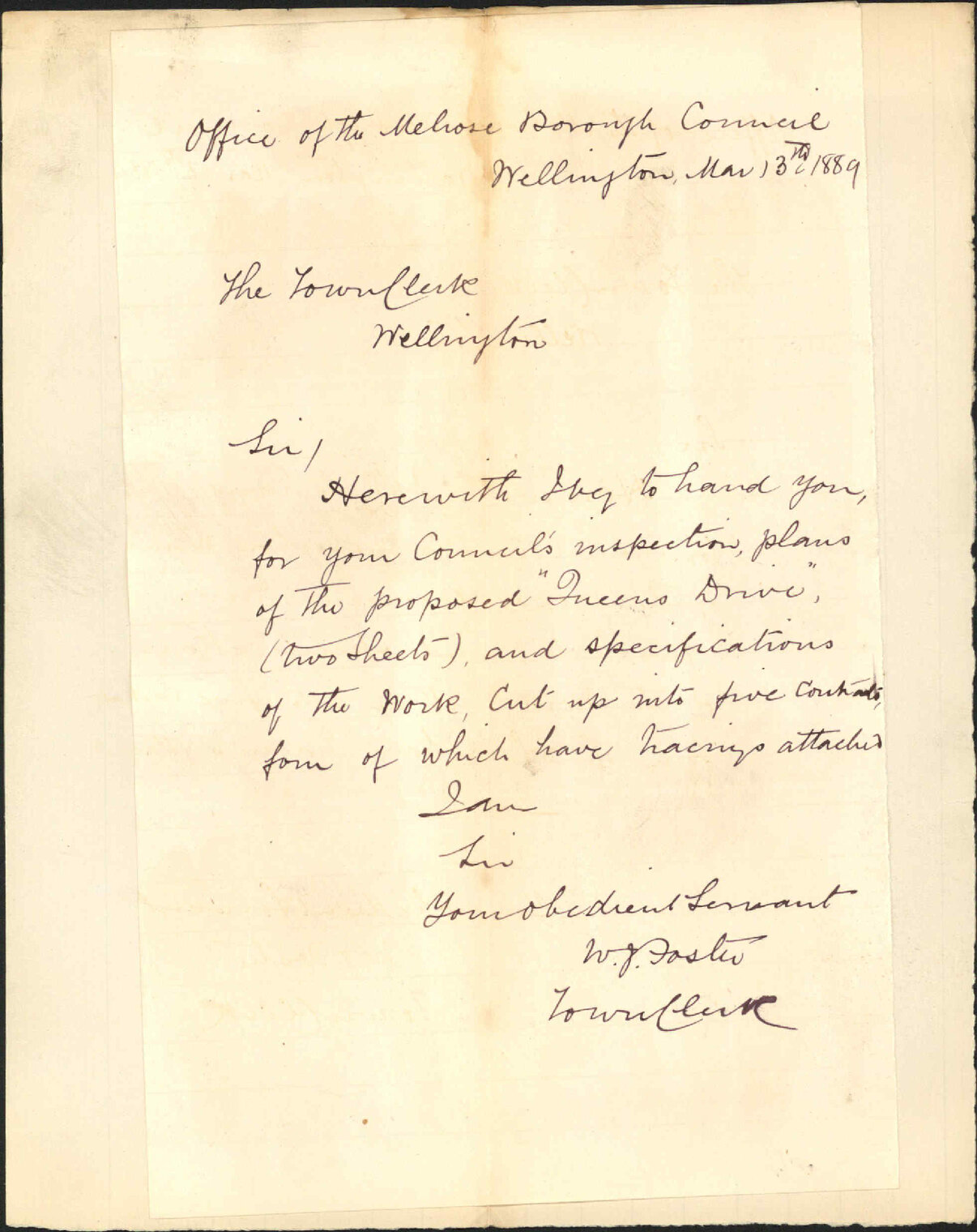 Plans for Queens Drive - Town Clerk, Melrose
