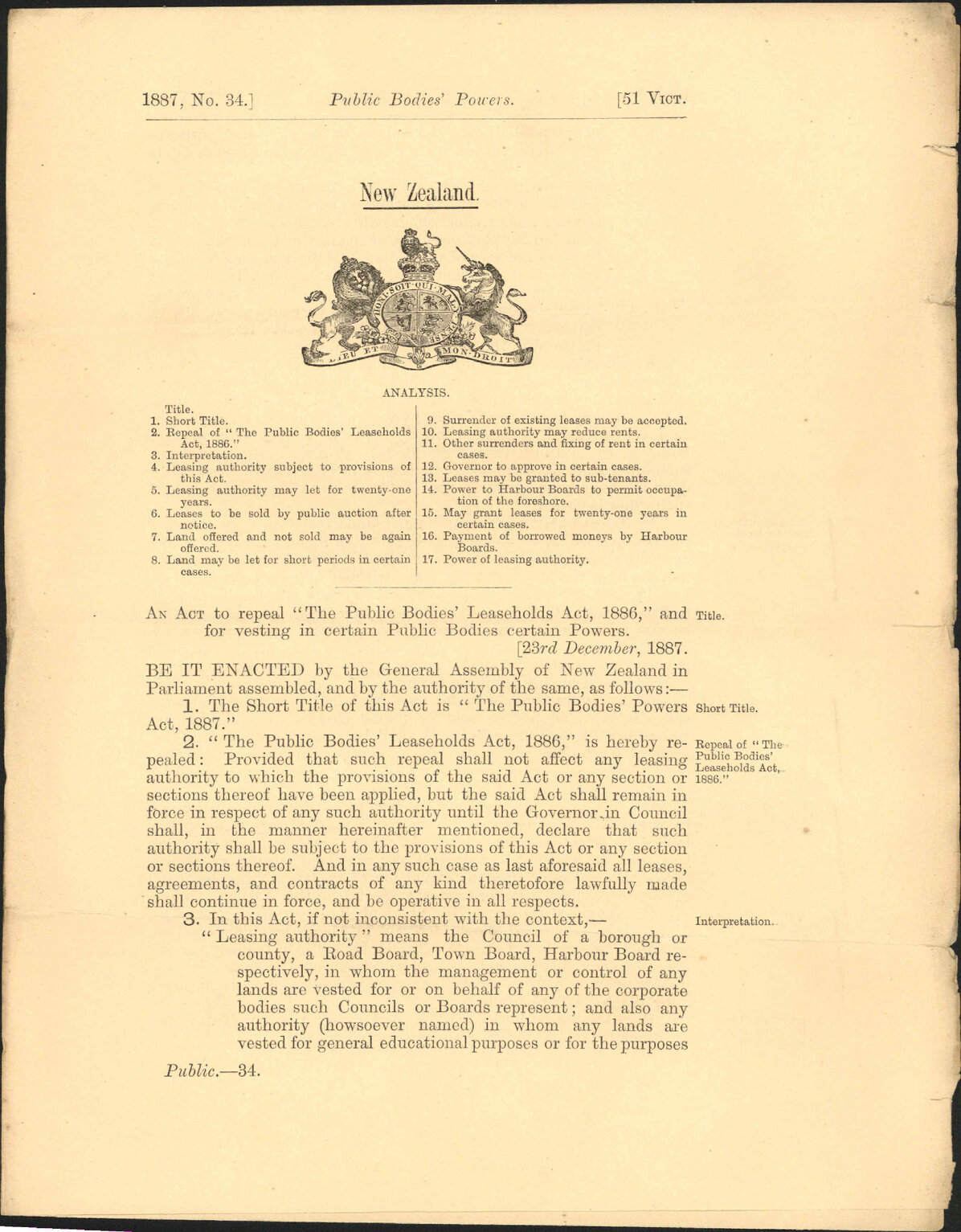 Public Bodies Powers Act - The Premier