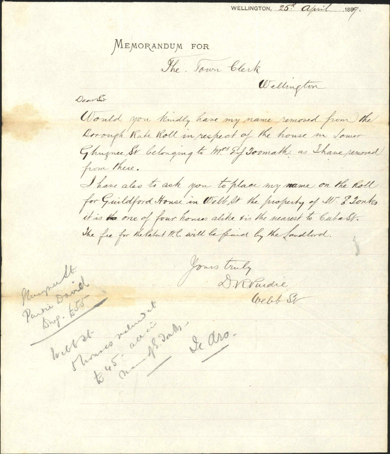 Asking alteration of Burgess Roll - D R Purdie