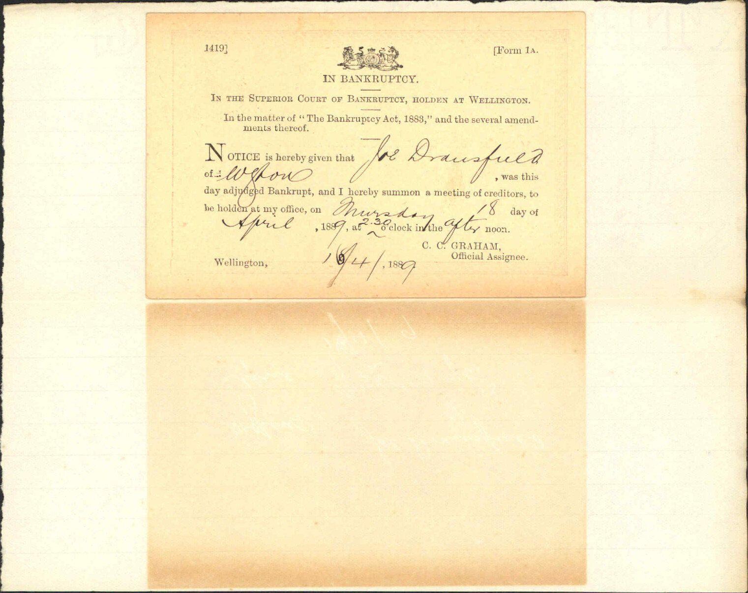 Bankruptcy of J Dransfield - Official Assignee